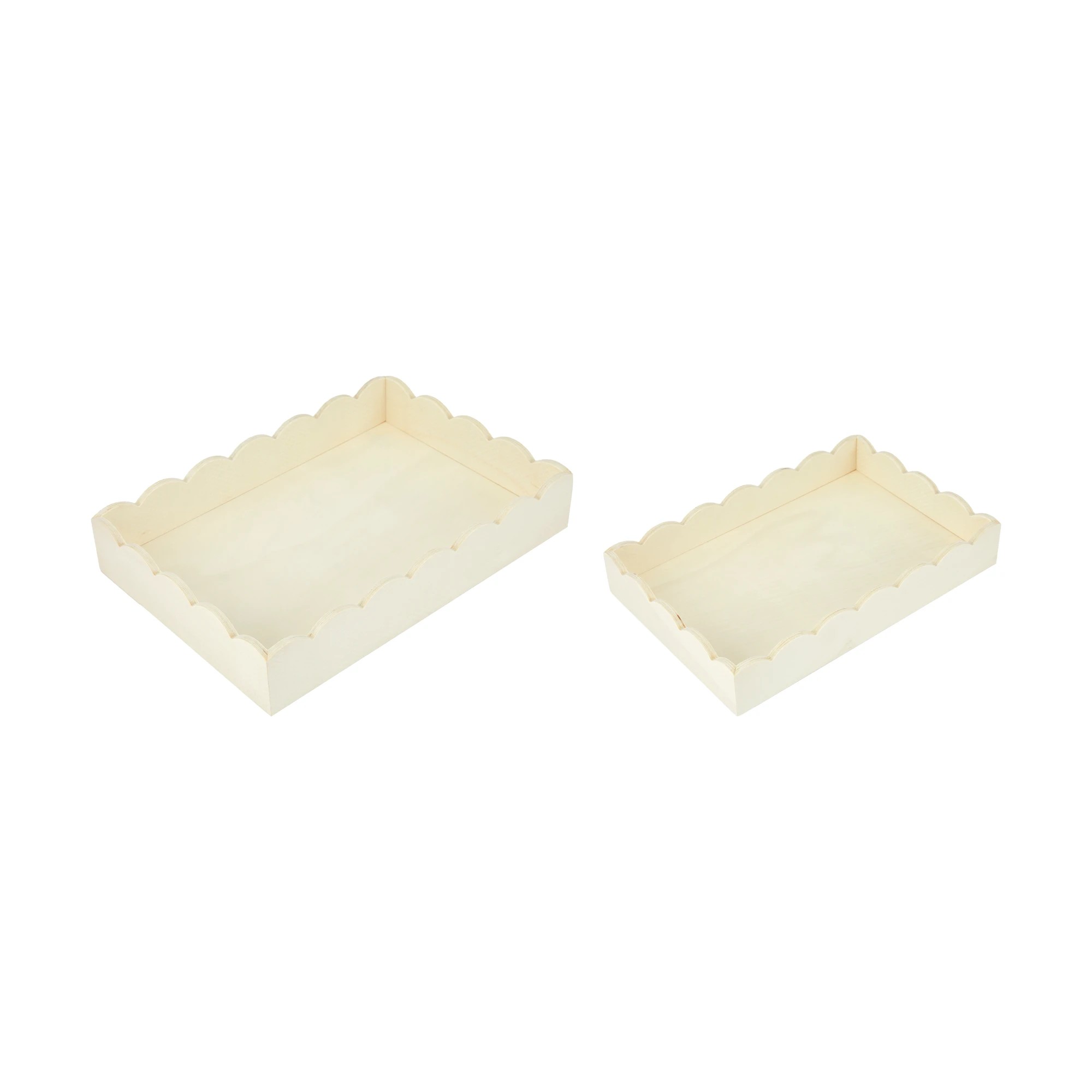 1 2 Piece Wood Scallop Tray, 1 of 7