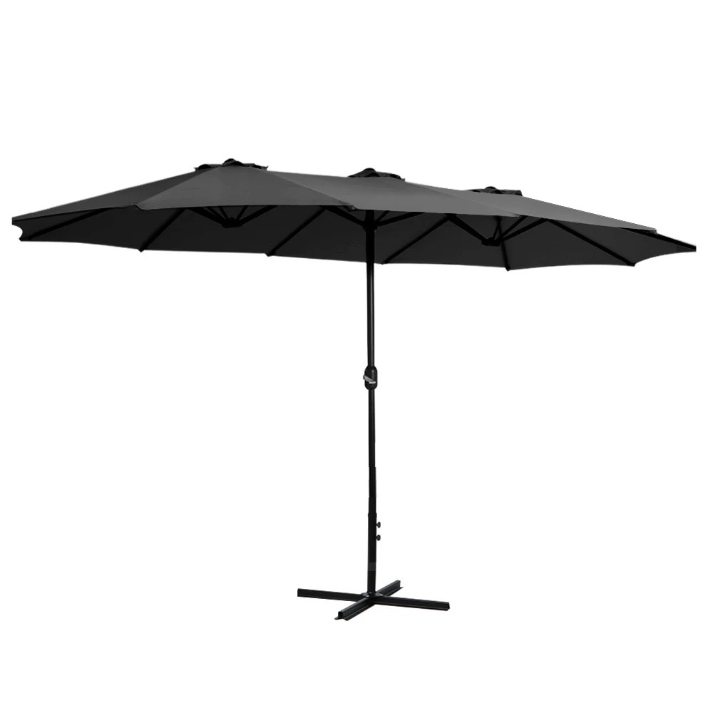 1 Instahut 4.57m Outdoor Umbrella Beach Pole Garden Tilt - Black, 1 of 6
