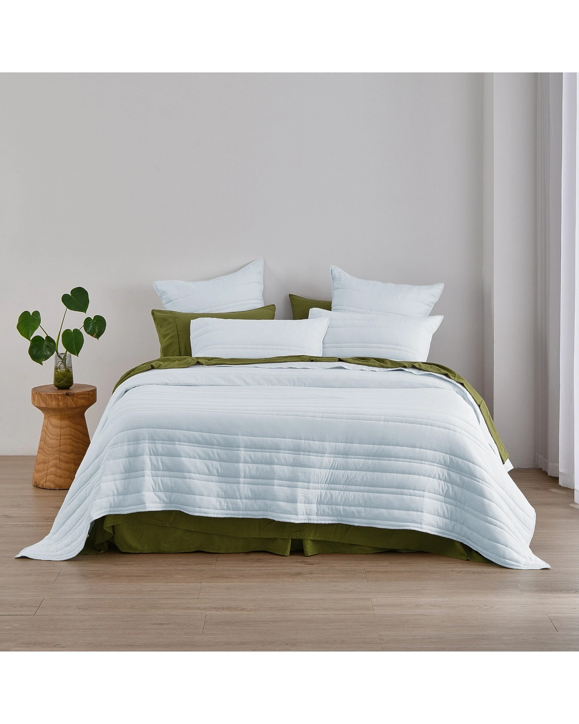 5 Dreamaker Superfine Washed Microfibre Stripe Quilted Coverlet Set - Queen/King - Ice Blue, 5 of 7