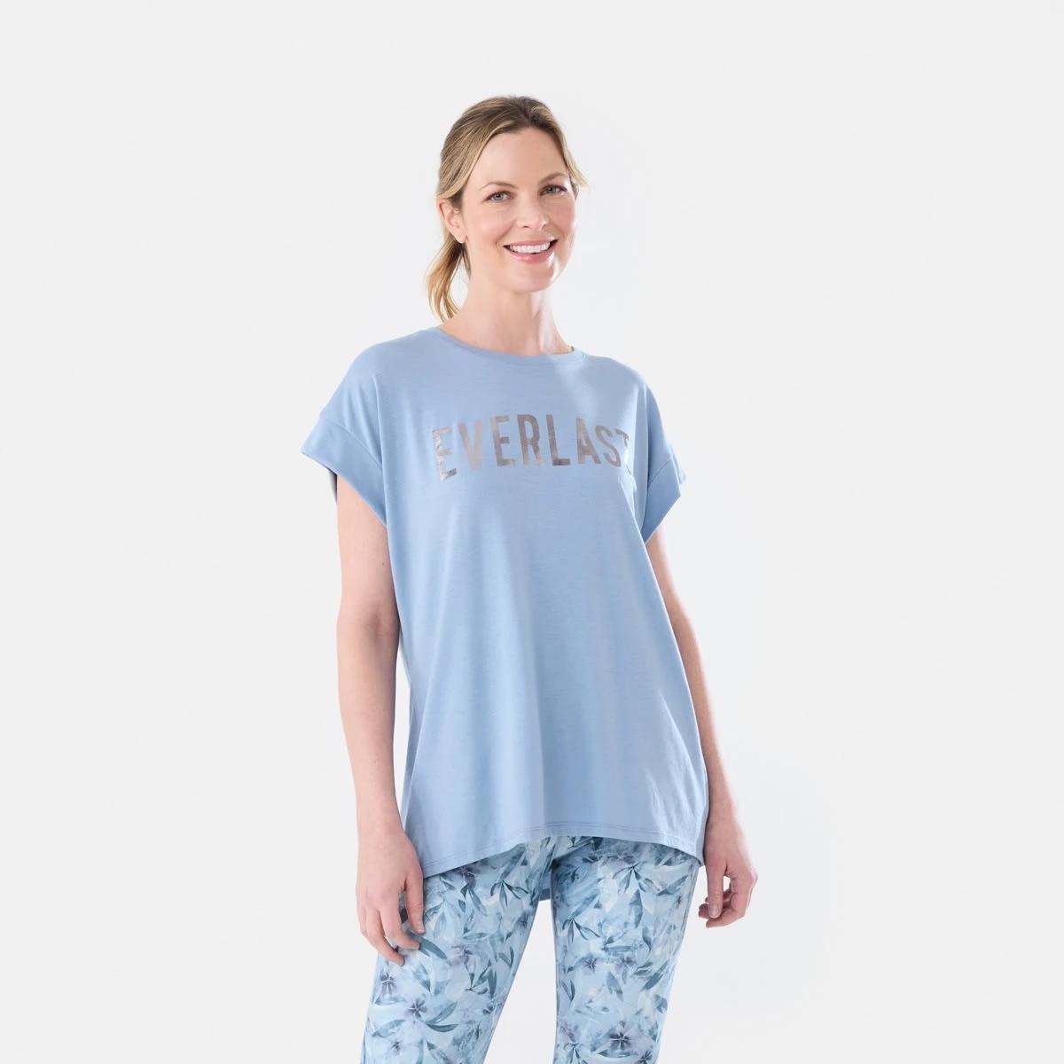 1 Everlast Womens Relaxed Longline T-shirt EVERLAST OASIS BLUE, 1 of 6