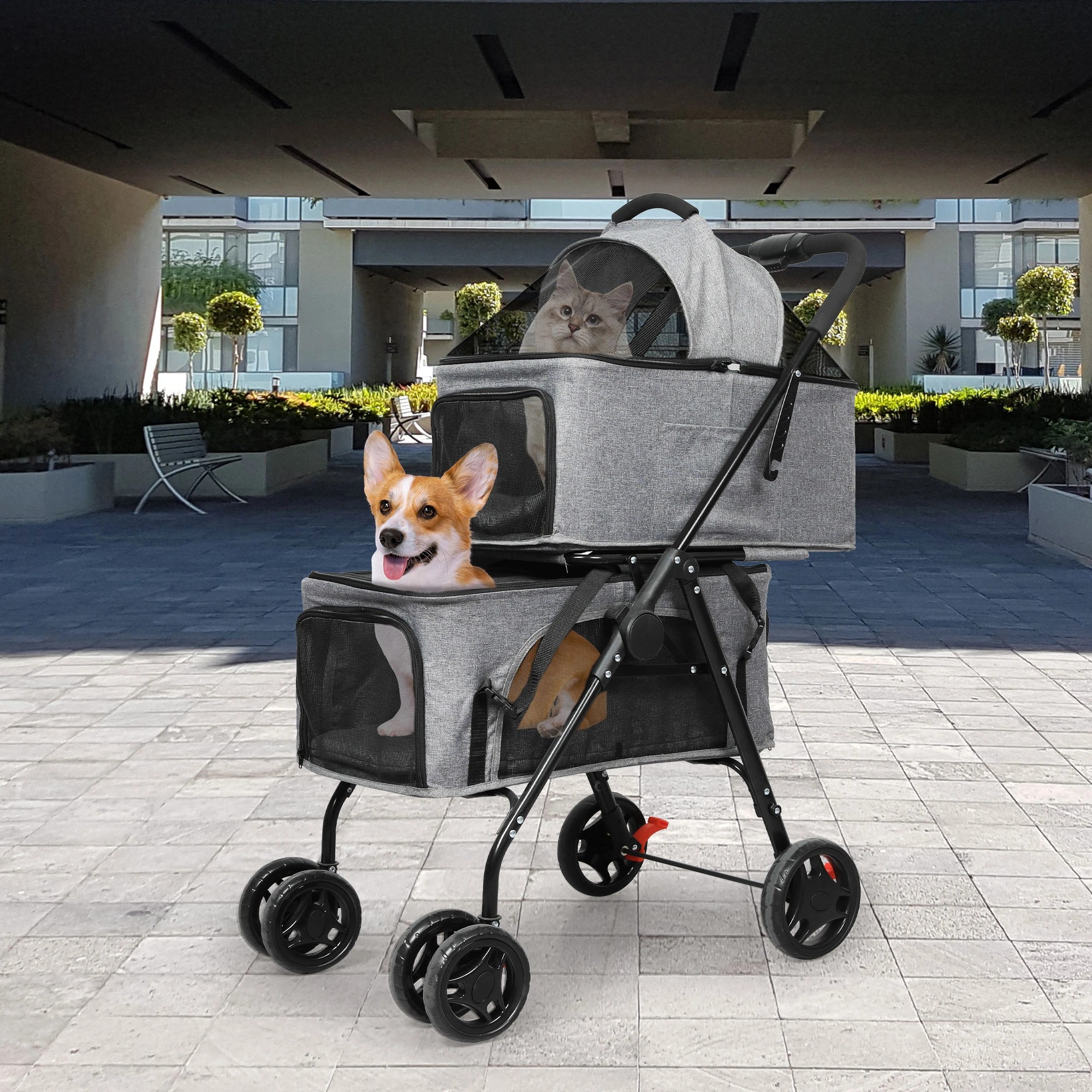 8 Pawz Pet Stroller 3In1 For Large Dogs 50Kg Capacity In Coulor - Grey, 8 of 8