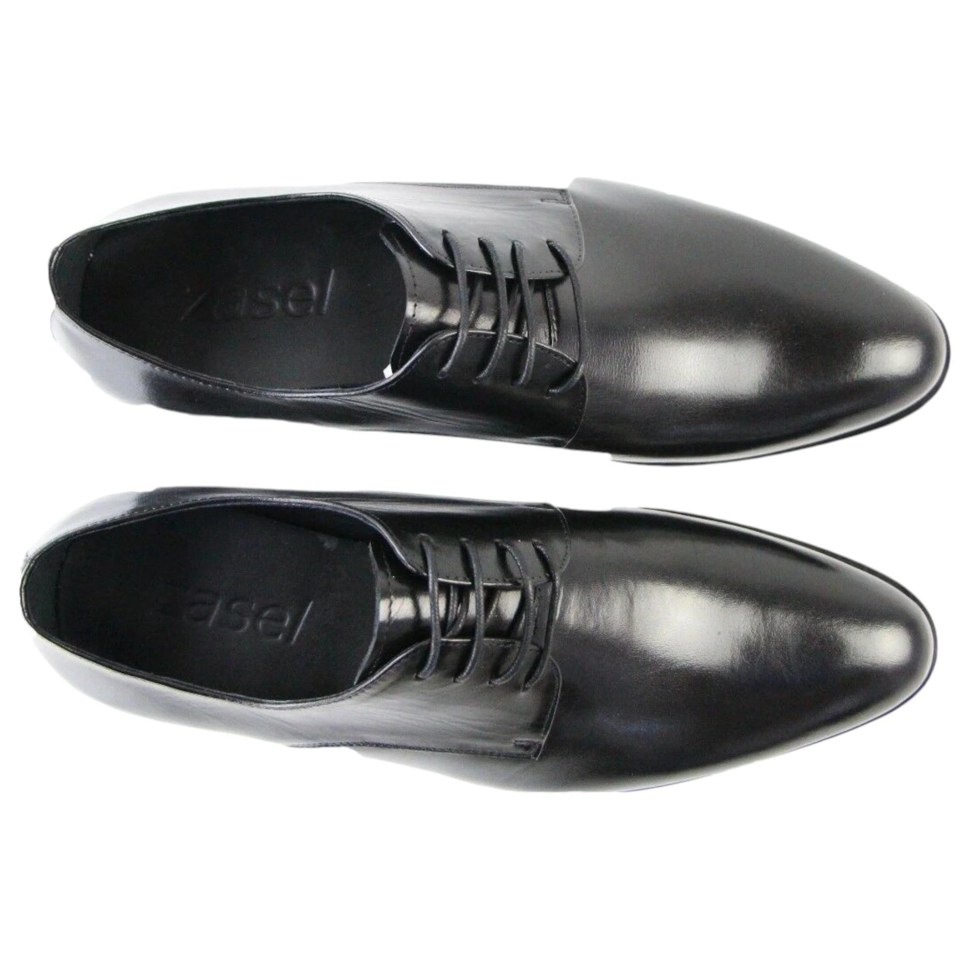 4 Zasel Beau Plain Leather Lace Up Dress Casual Work Mens Shoes BLACK, 4 of 4