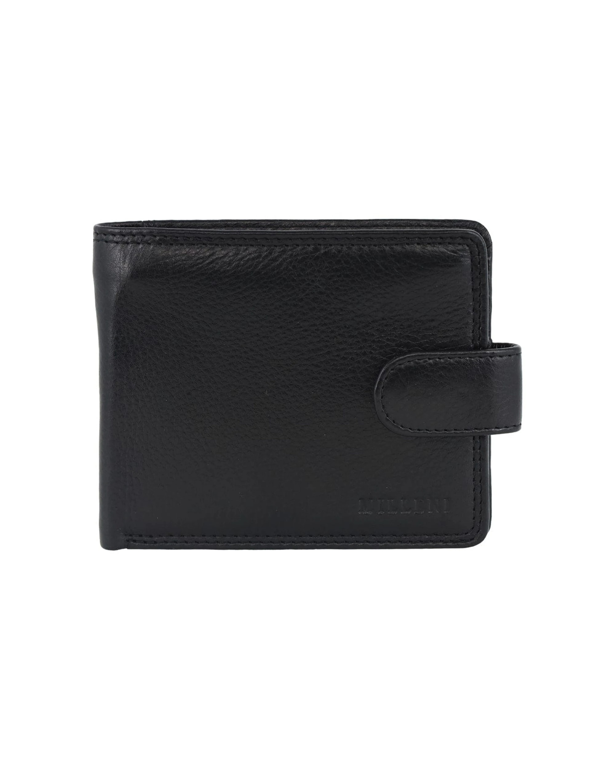 1 Milleni Men's Leather Tab Cash/Card RFID Protected Wallet 12cm - Black, 1 of 1