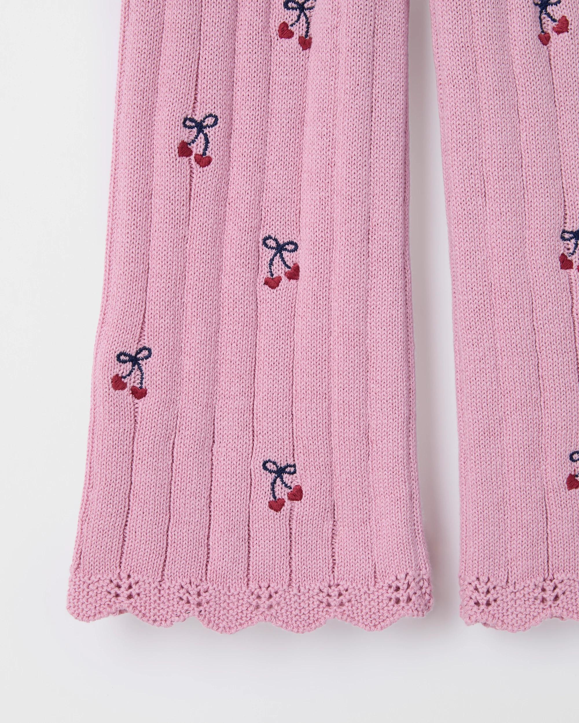 2 Target Kids Australian Cotton Embroidered Crochet Flare Leg Pants PINK, 2 of 2