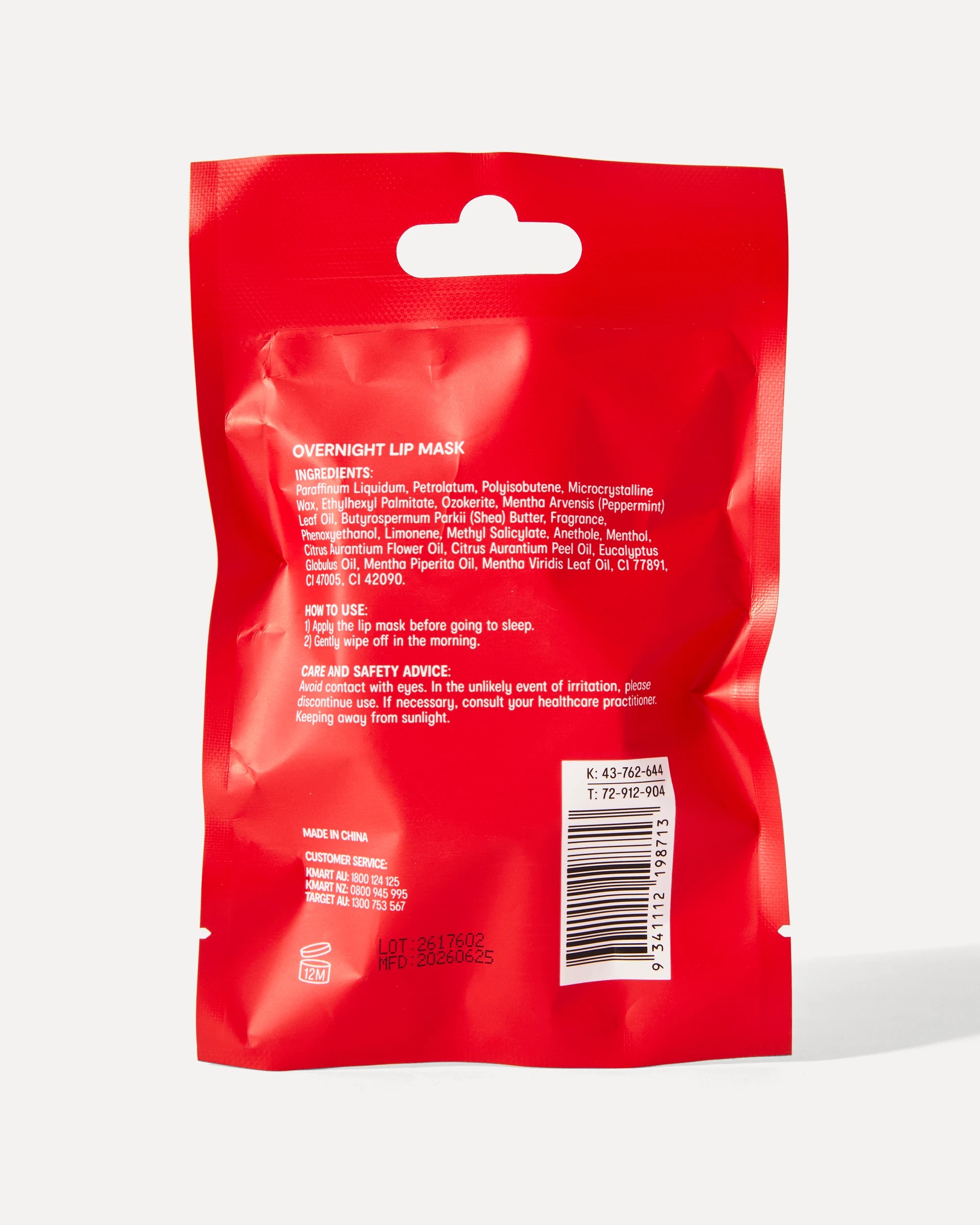 OXX Beauty Overnight Lip Mask 20ml - Peppermint Scented - Kmart