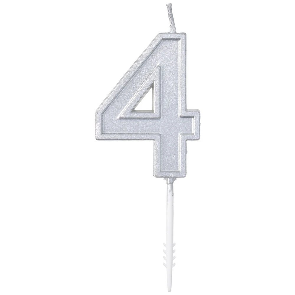 2 Otto Candle Number 4 Silver, 2 of 2