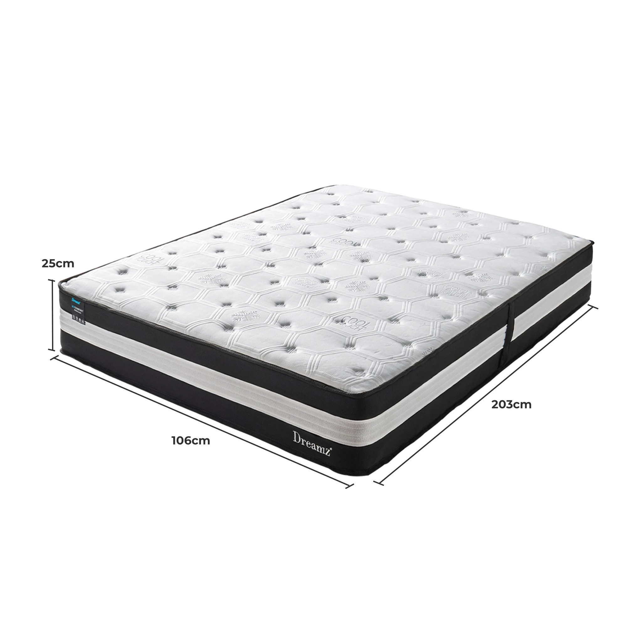 2 Dreamz King Single Cooling Spring Mattress 25cm, 2 of 5