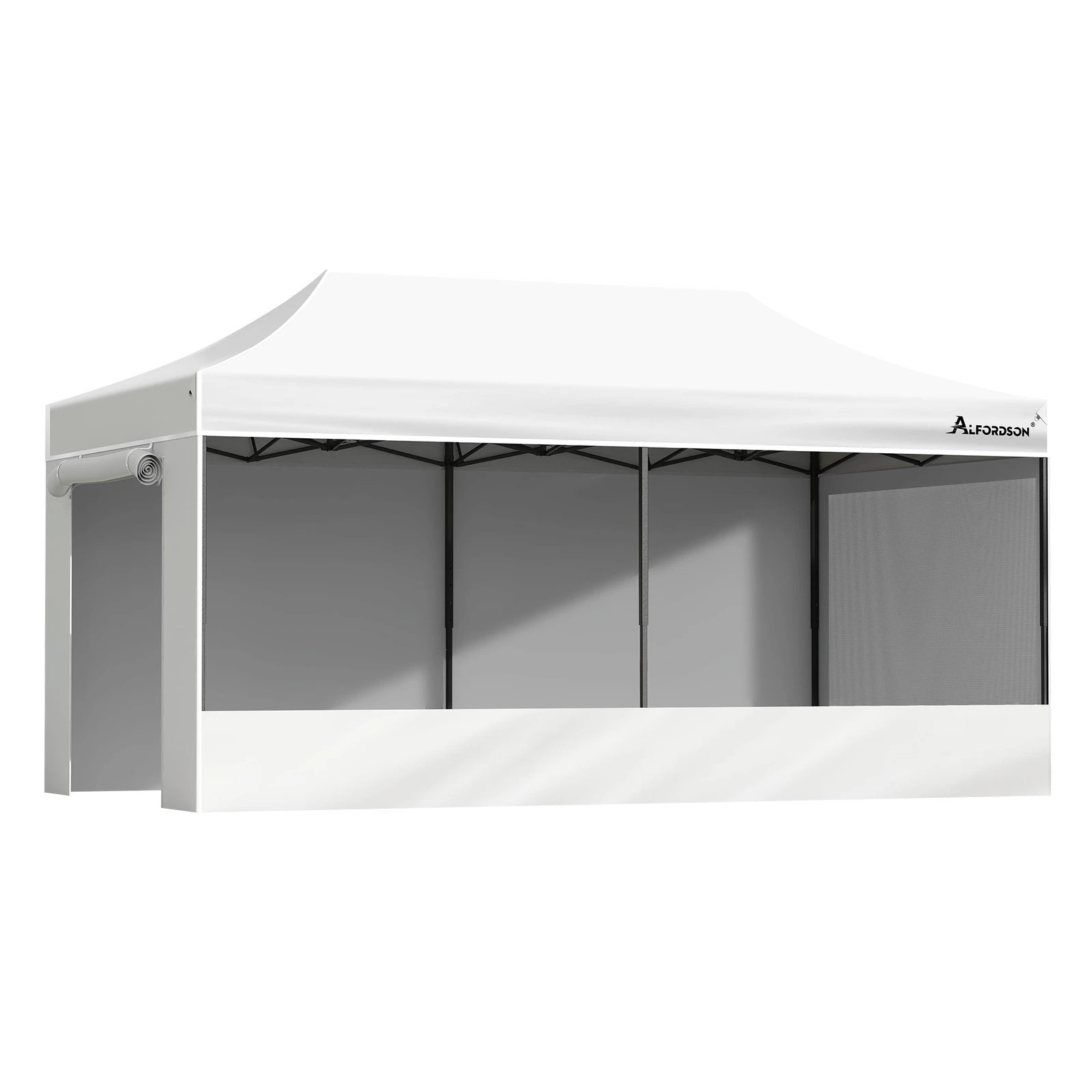 1 Alfordson Gazebo 6x3m Pop Up Marquee 600D Oxford Folding Camping Tent - White, 1 of 10