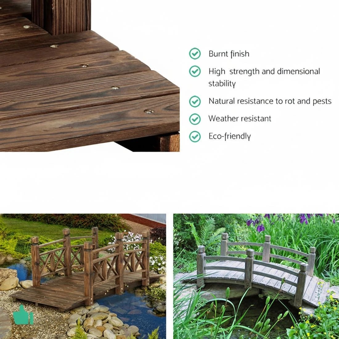 6 Gardeon Garden Decor Outdoor Ornament Wooden Bridge - Multi, 6 of 6