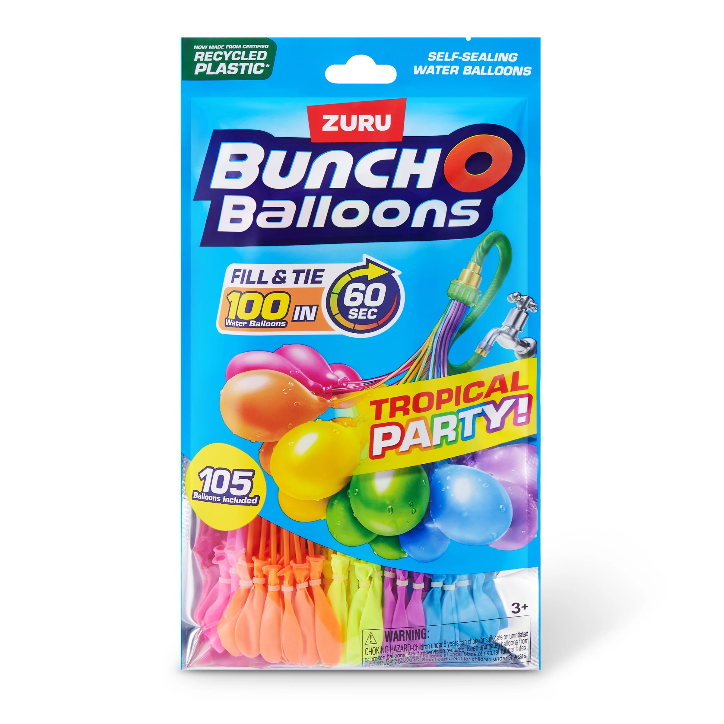 1 3 Pack Zuru Bunch O Balloons Tropical Party! Self-Sealing Water Balloons, 1 of 8
