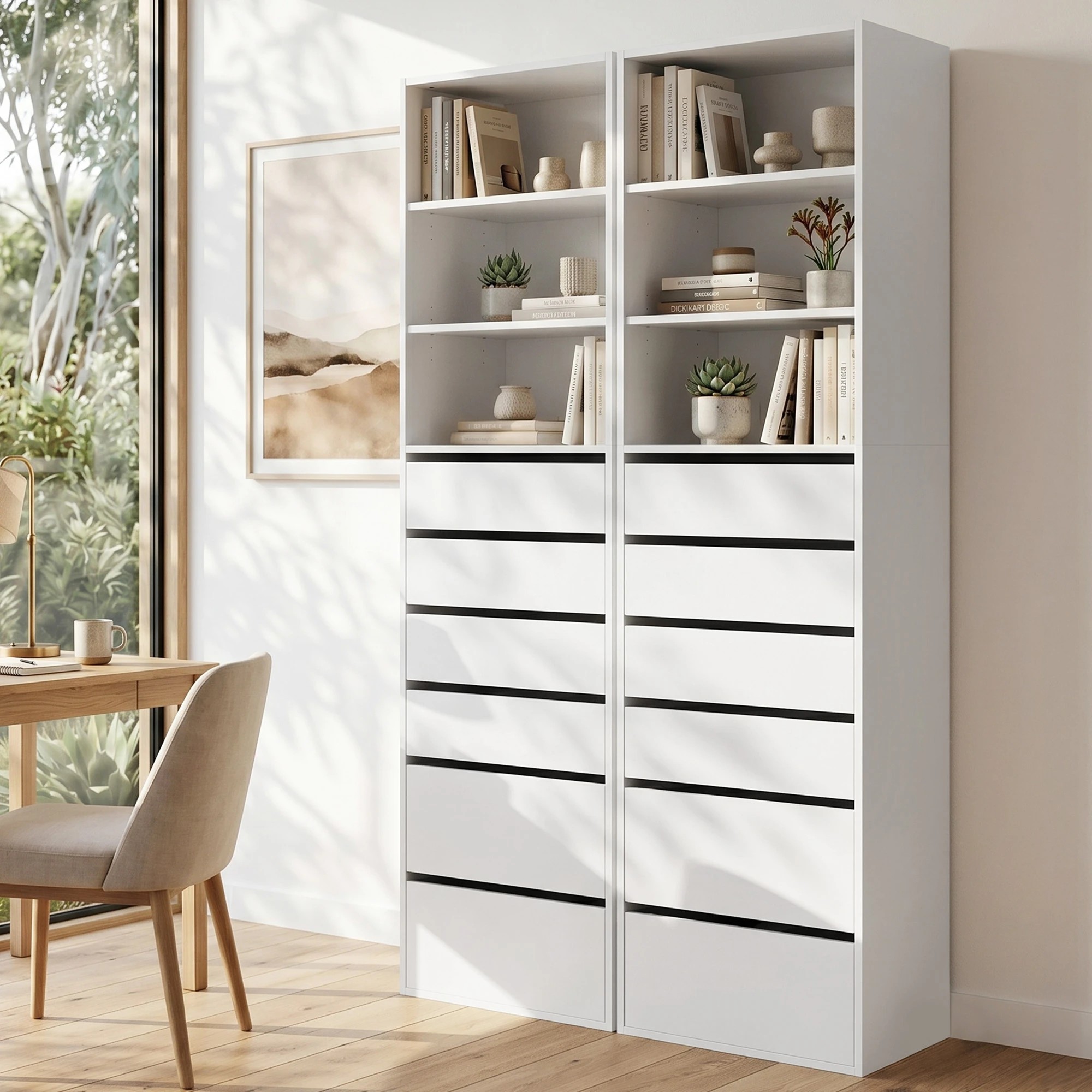 5 Artiss 2x Chest of 6 Drawers Tallboy Cabinet Adjustable Shelf - White, 5 of 7