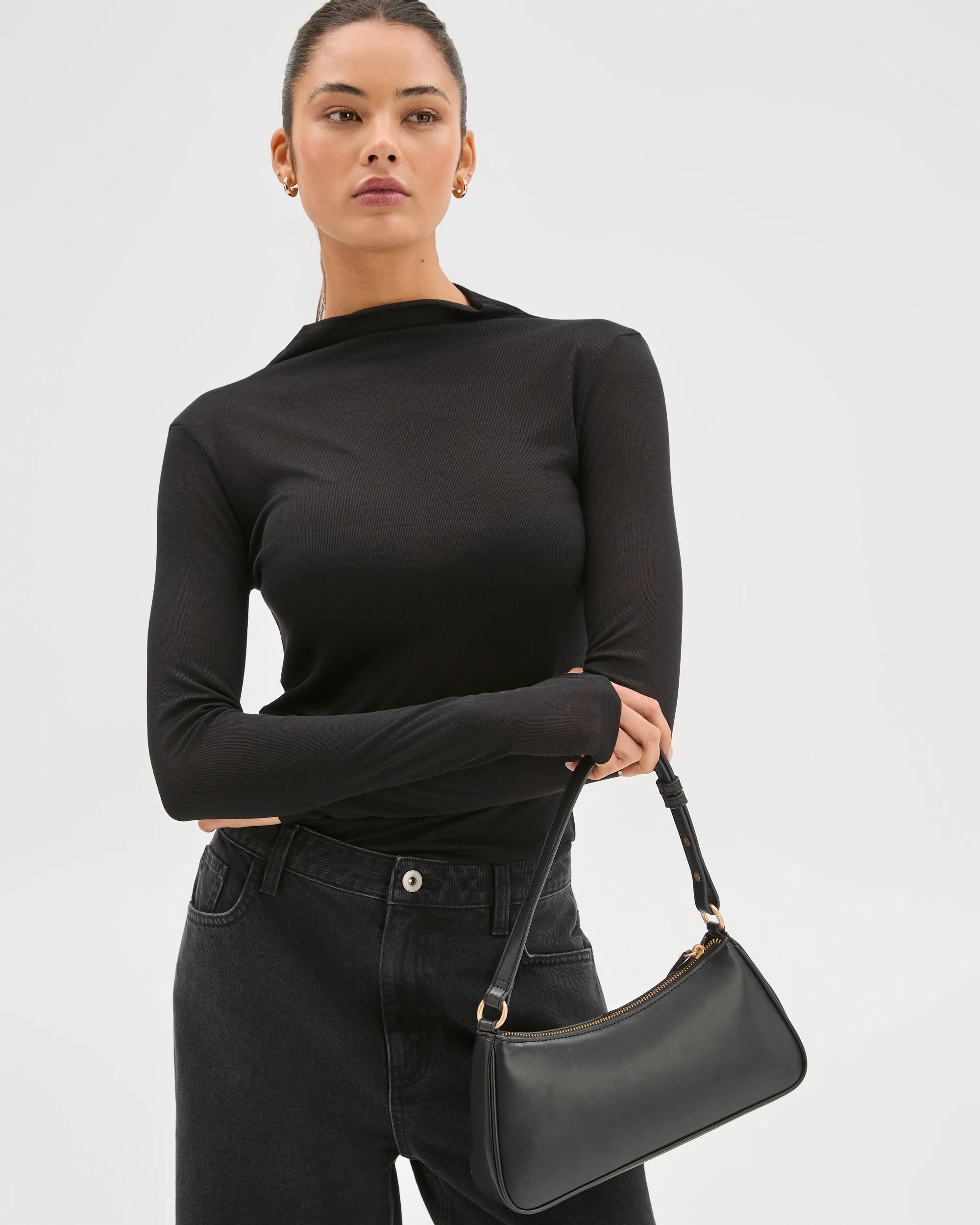 2 Lily Loves Mock Neck Long Sleeve Top BLACK, 2 of 7