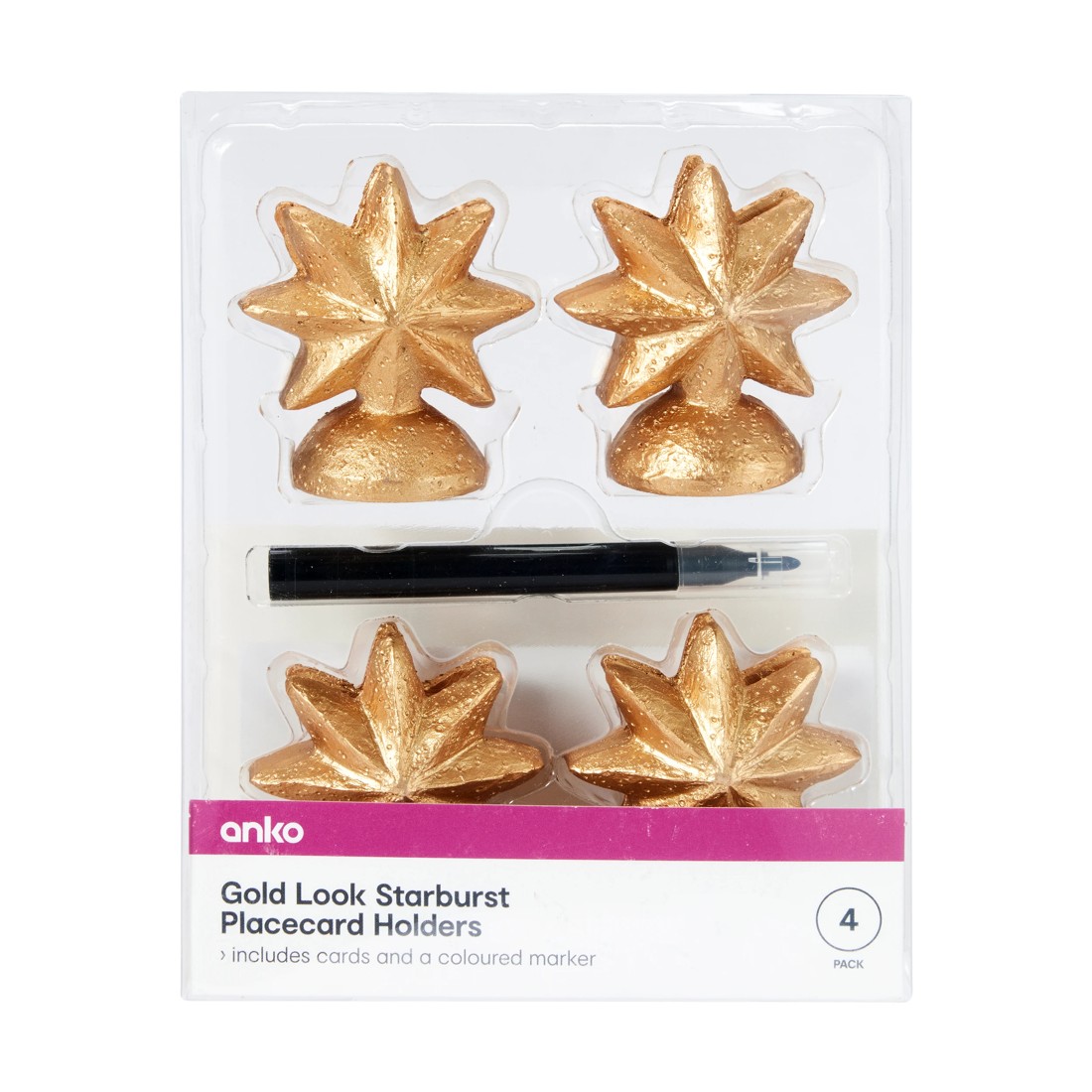 7 4 Pack Gold Look Starburst Placecard Holders, 7 of 8