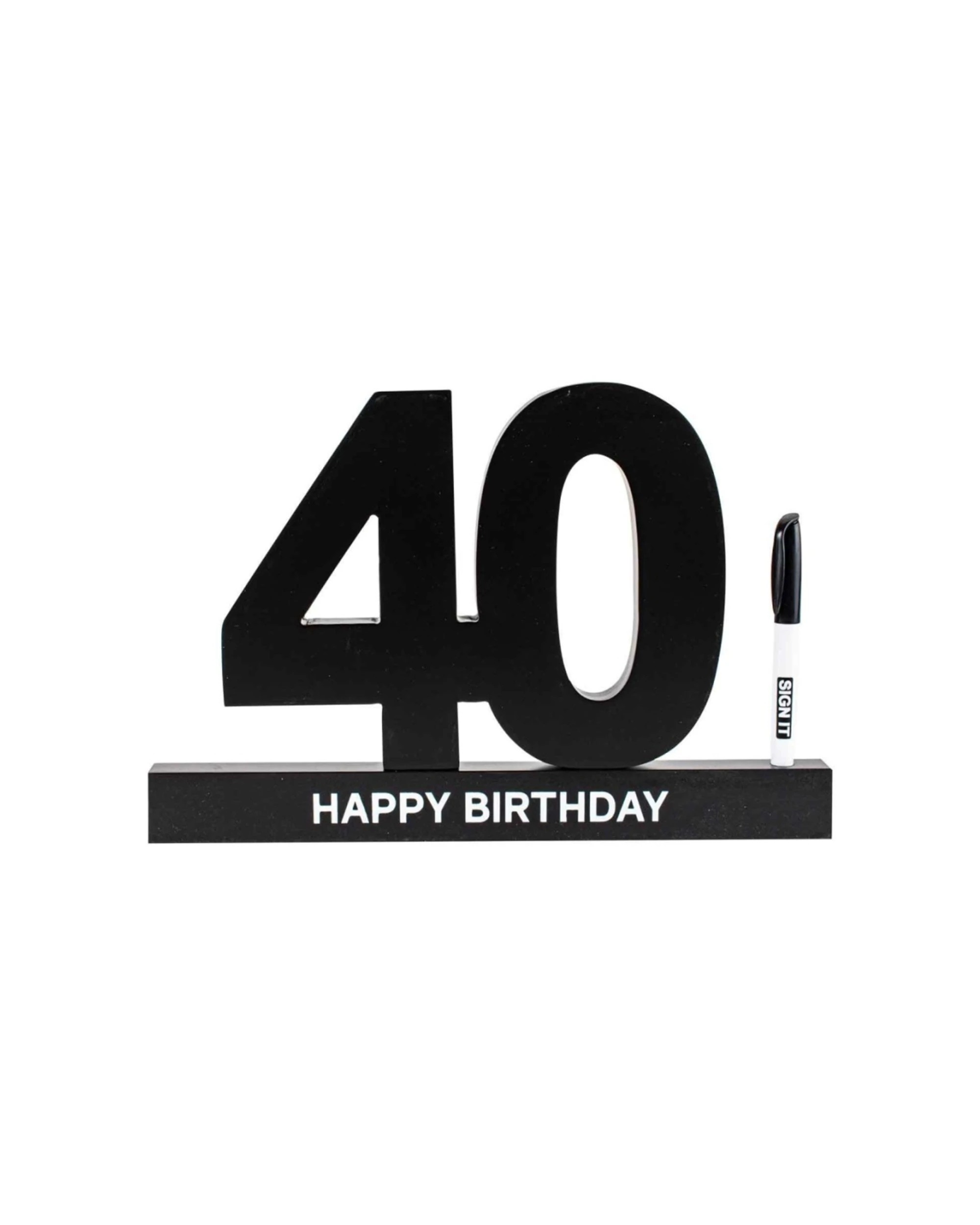 1 LMD Signature Block With Marker Happy 40th Birthday - Black, 1 of 1