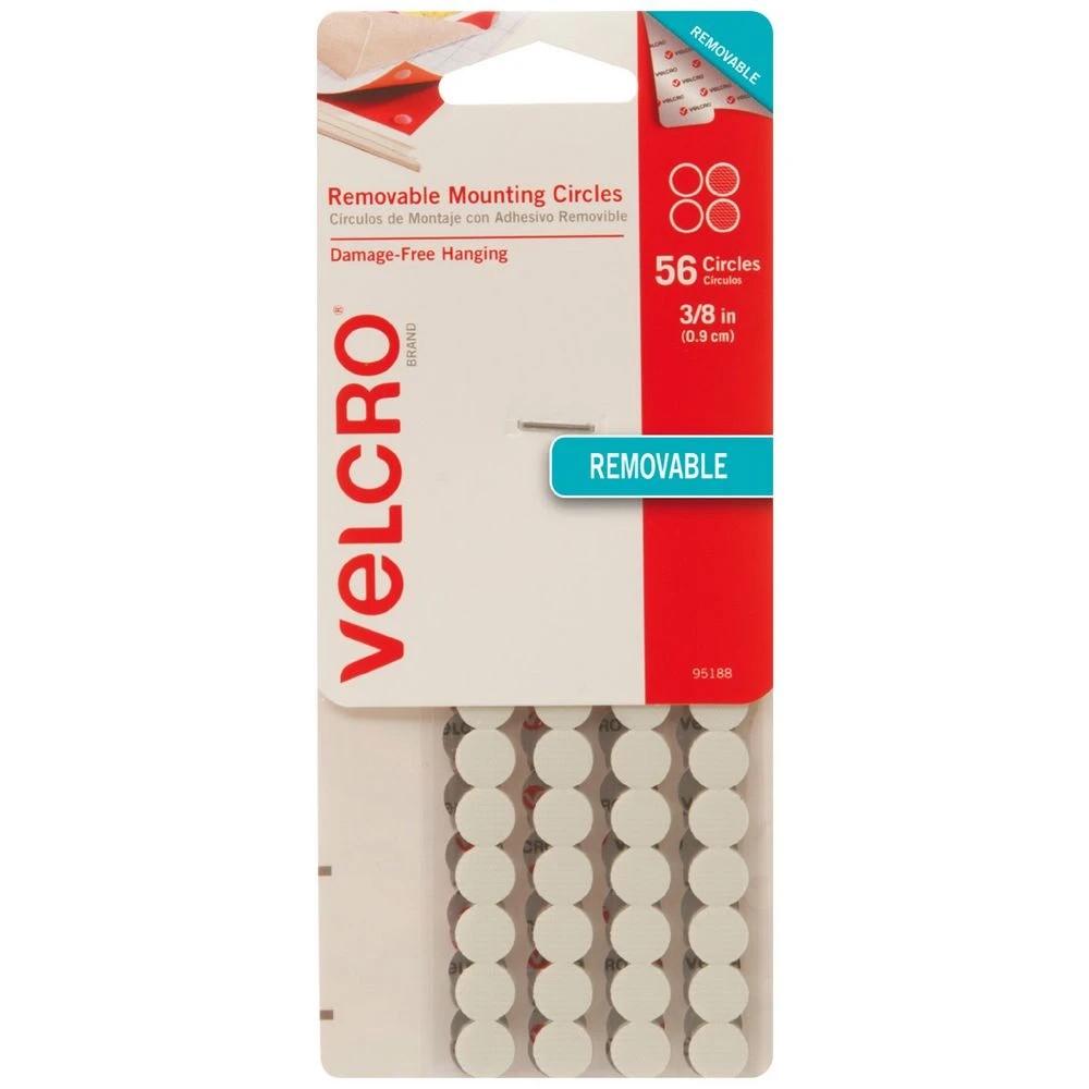 1 VELCRO Removable Circles 9mm White 56 Pack, 1 of 1