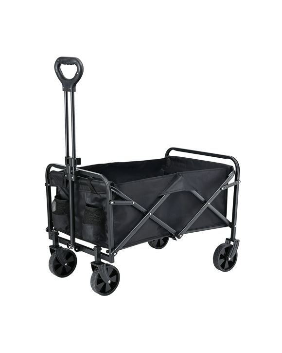 Gardeon Garden Cart Folding Trolley Camping Wagon Barrow Outdoor Beach - Black