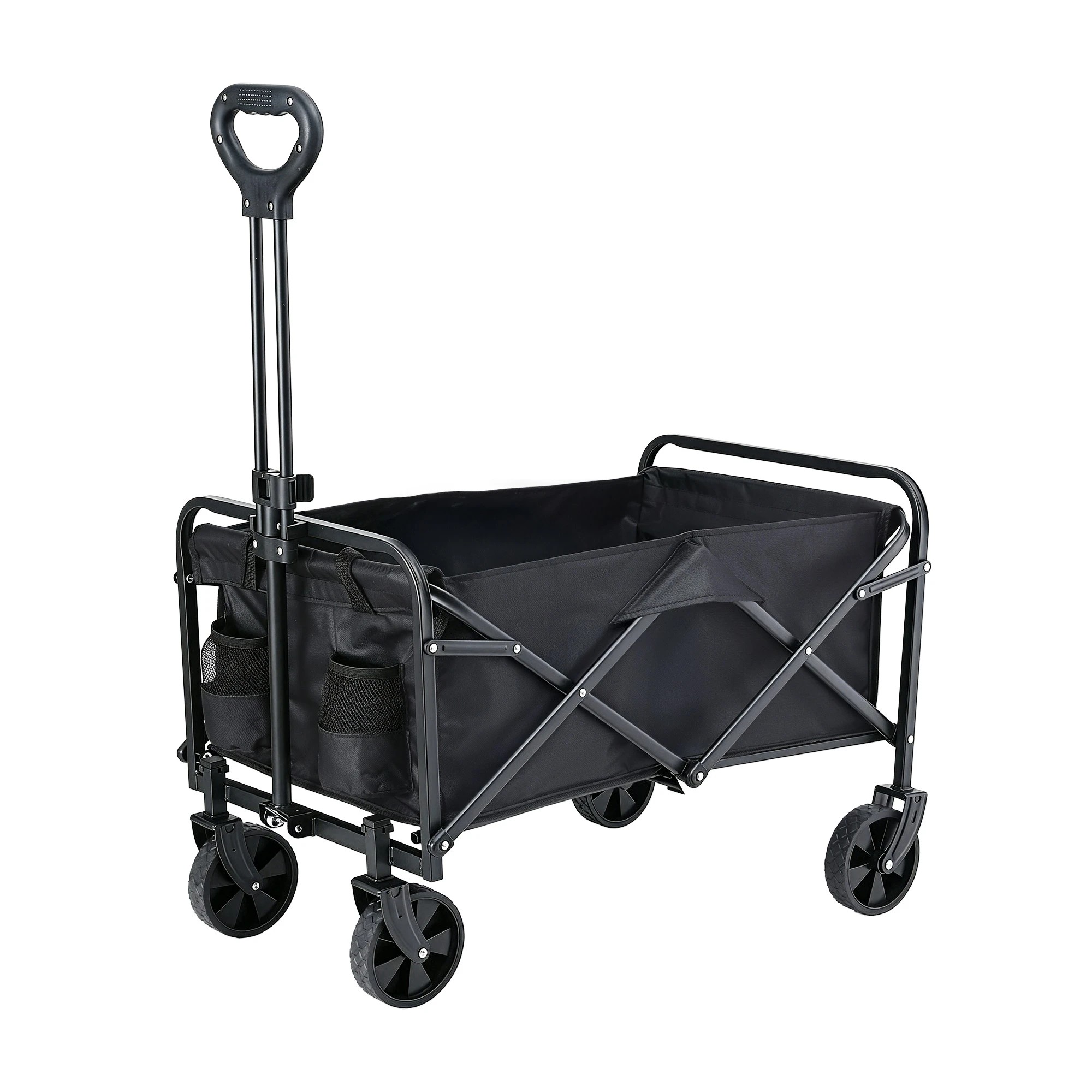 1 Gardeon Garden Cart Folding Trolley Camping Wagon Barrow Outdoor Beach - Black, 1 of 2