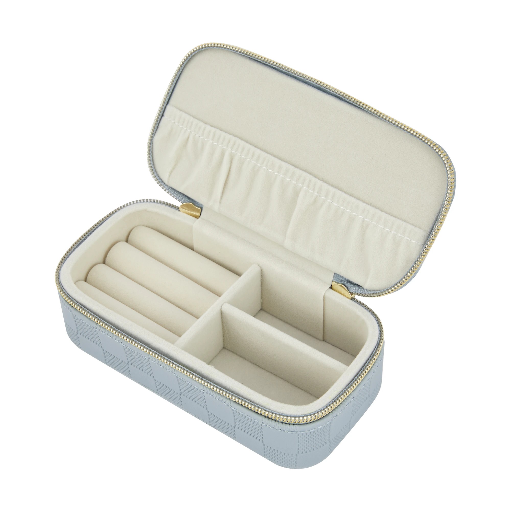 4 Blue Check Small Zip Jewellery Case, 4 of 7