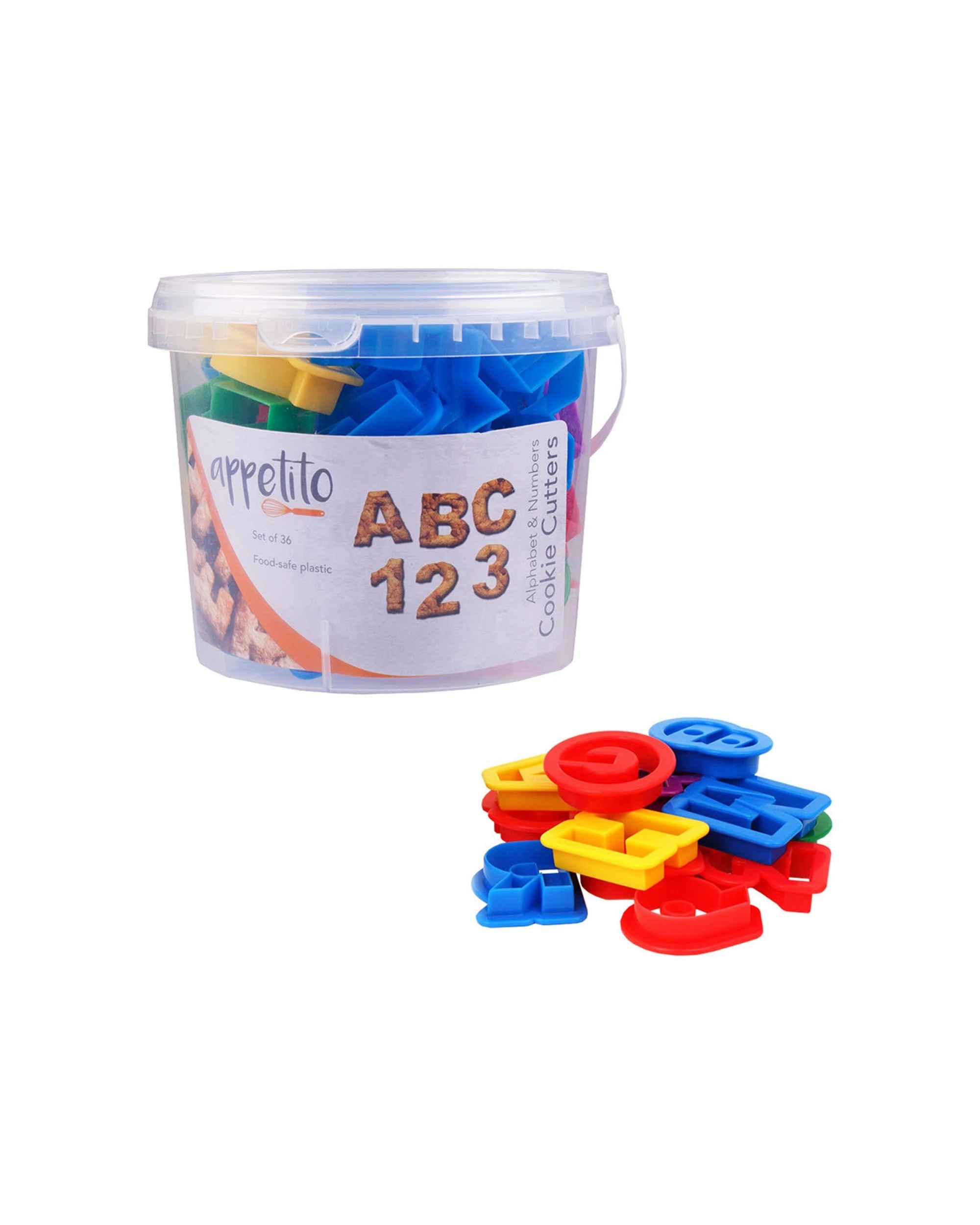 1 Appetito 36pc Alphabet Numbers Cookie Cutters Food Safe Plastic Set - Multi, 1 of 1