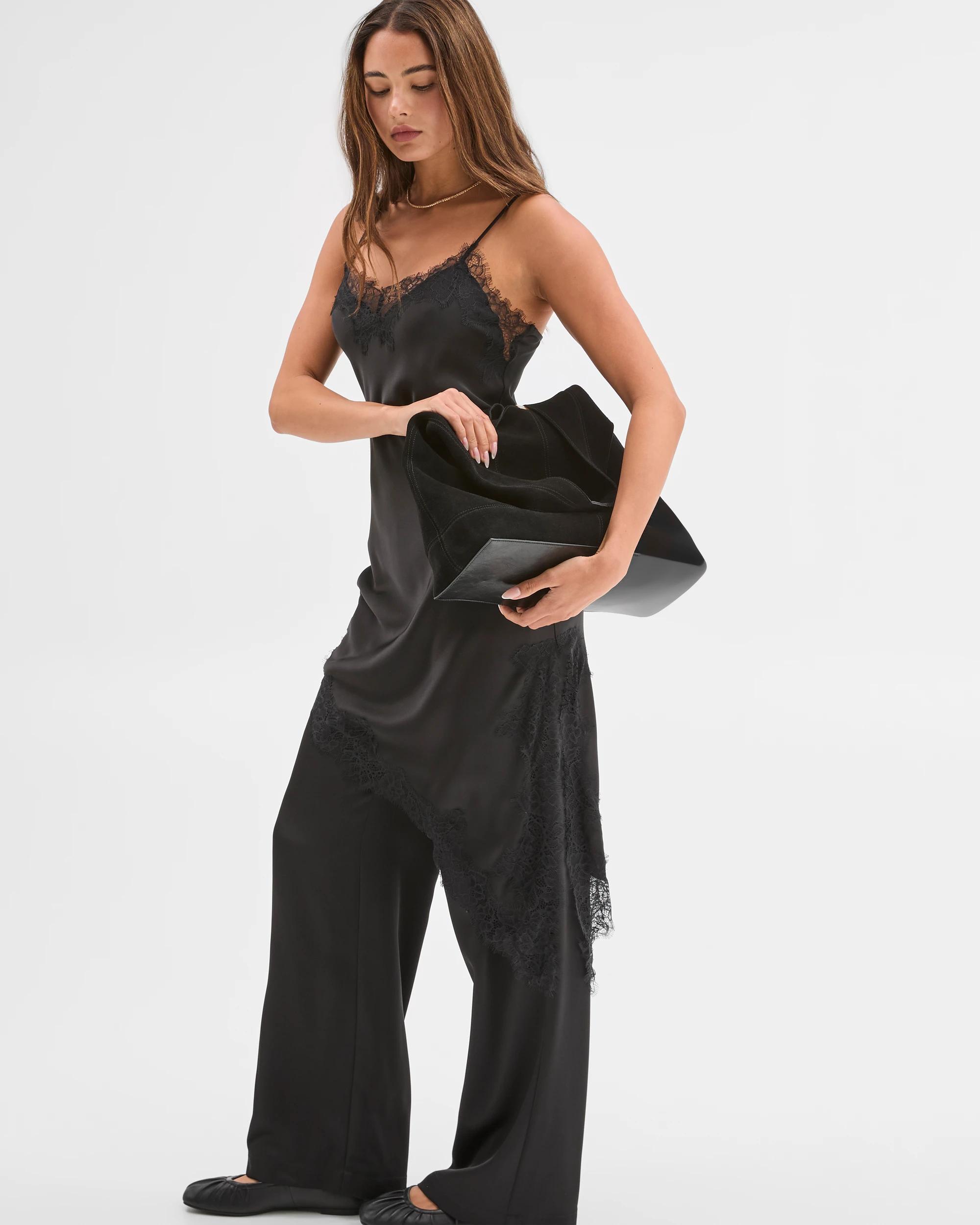 1 Lily Loves Satin Full Length Pants BLACK, 1 of 6