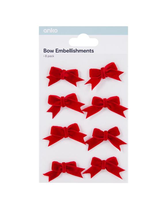 8 Pack Bow Embellishments