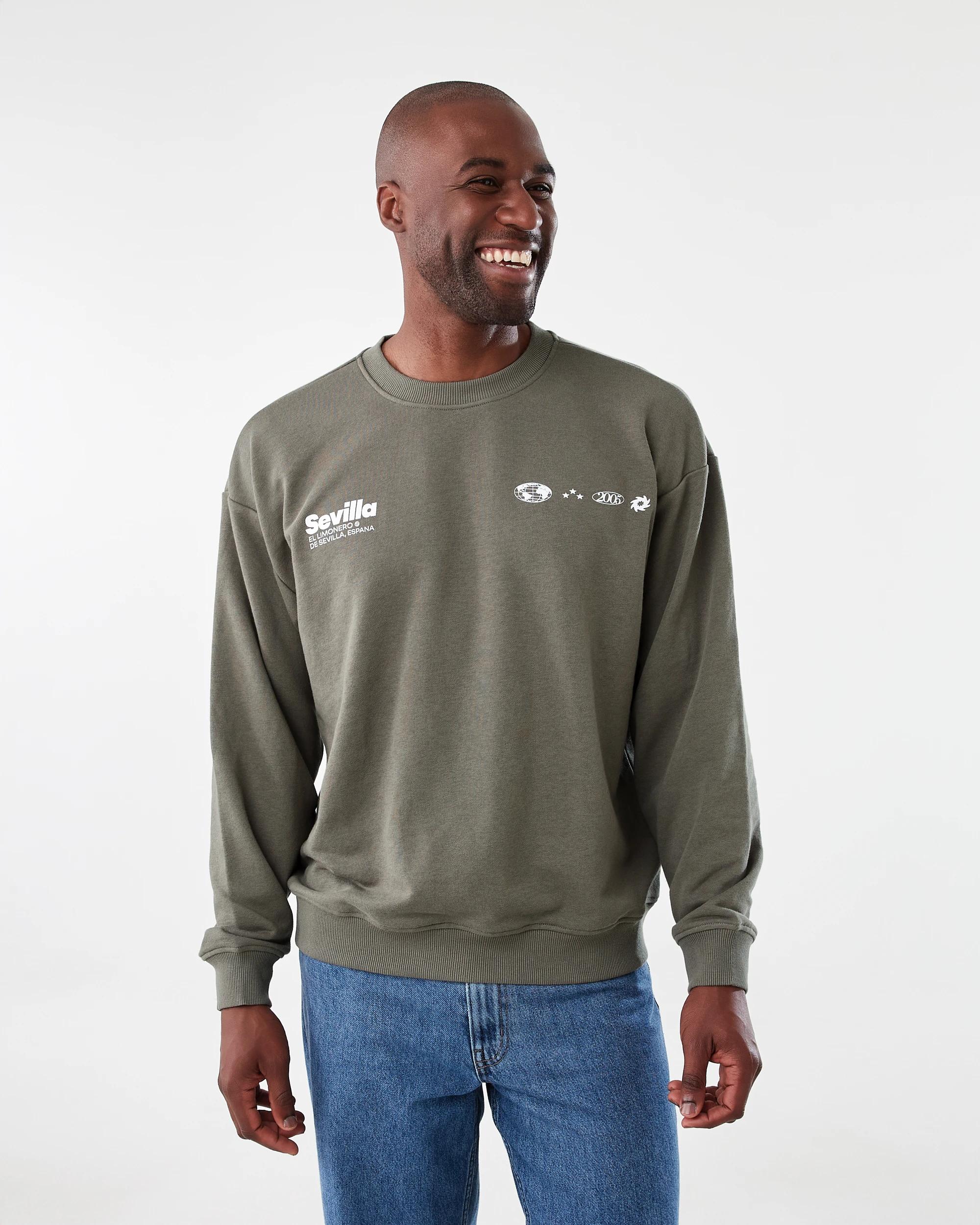 1 Terry Oversized Print Crew Neck Sweatshirt Grn Sevila, 1 of 9