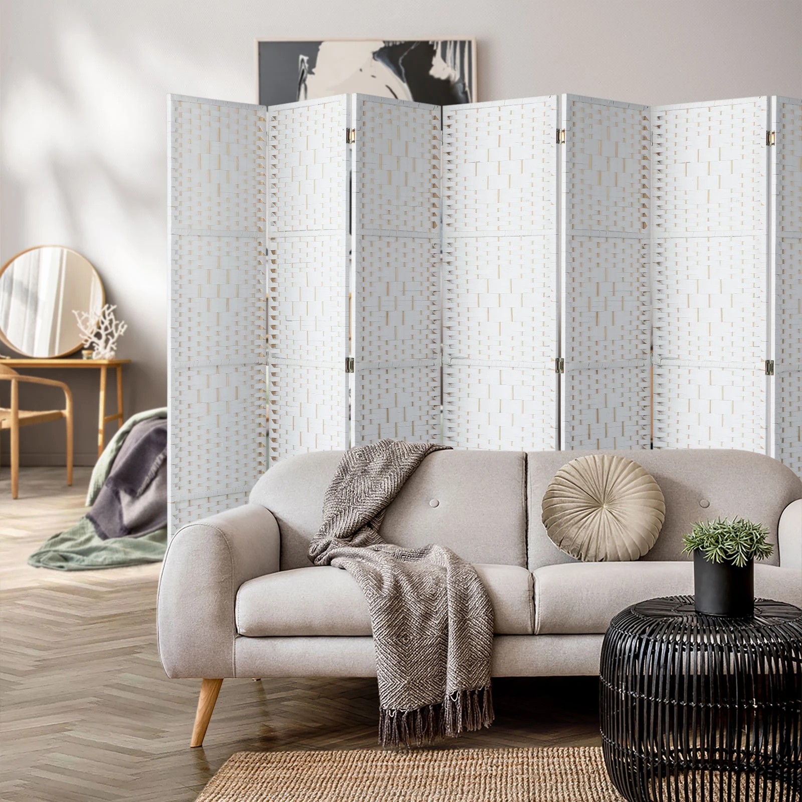 4 Oikiture 8 Panels Room Divider - White, 4 of 10
