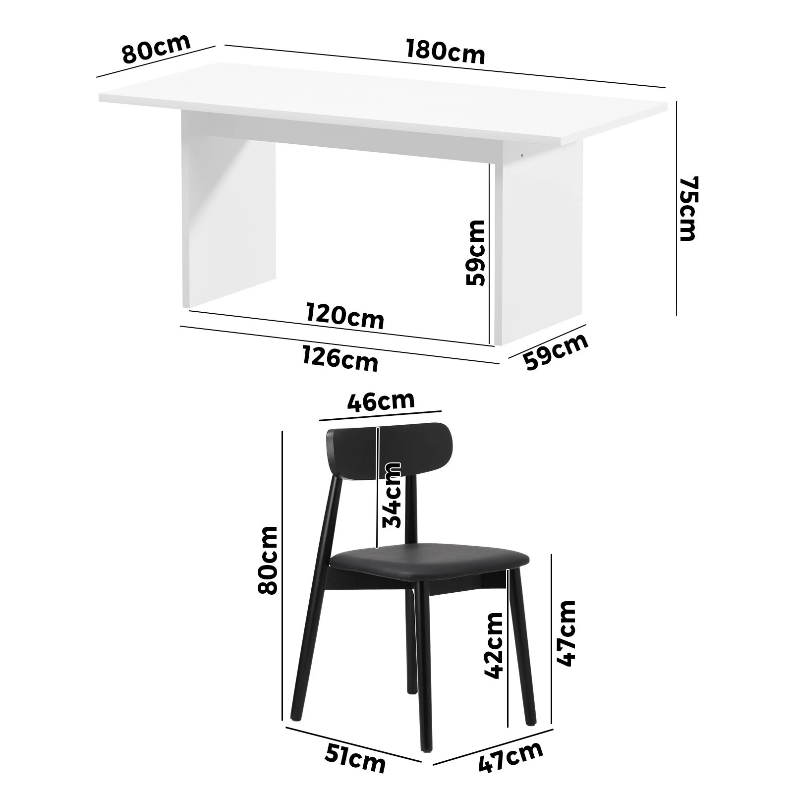 2 Oikiture 6-Seater Dining Table and Chairs Wooden Furniture Set - Black, 2 of 9