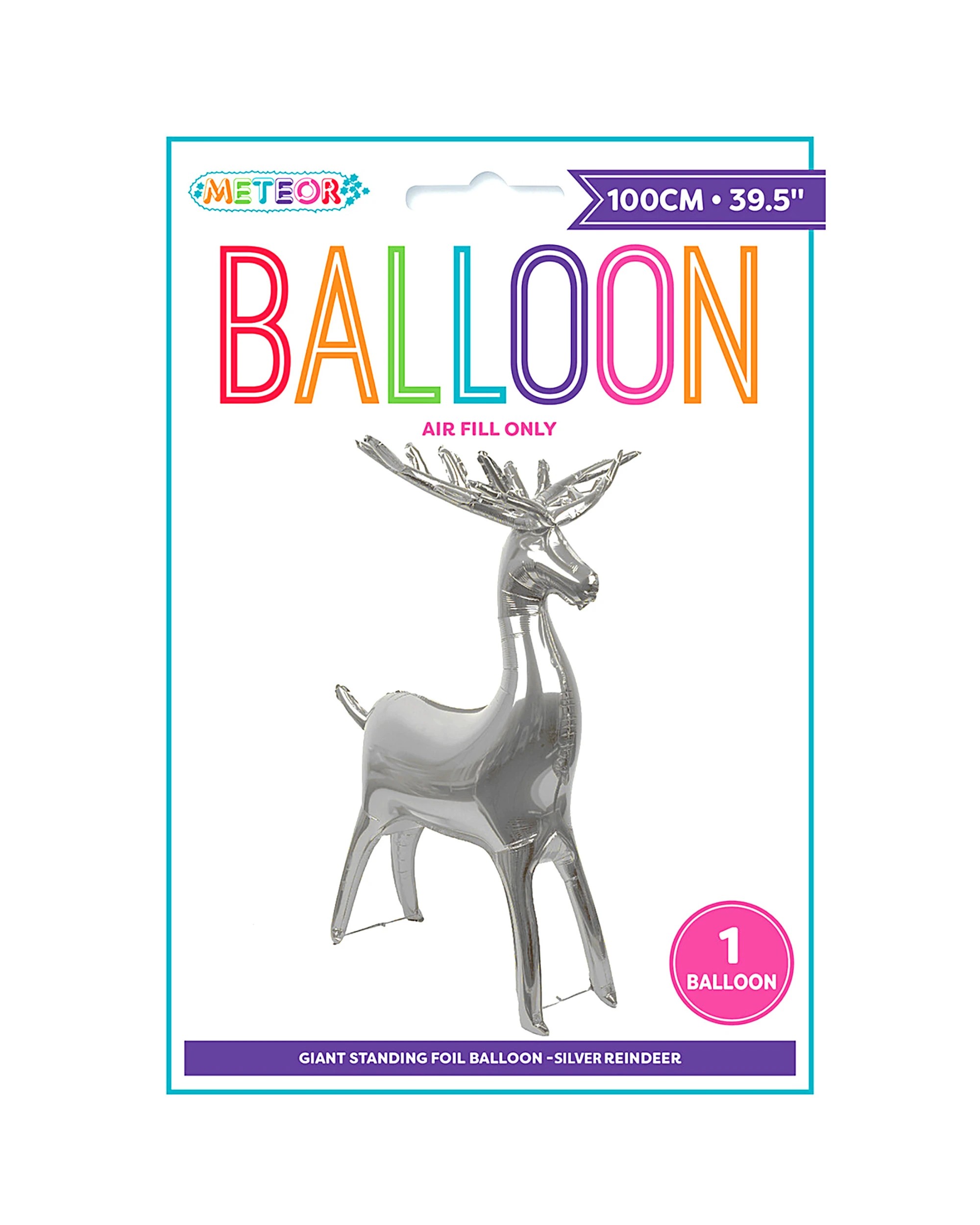 2 Meteor Reindeer Standing Air Fill Foil Balloon 100cm - Silver, 2 of 2