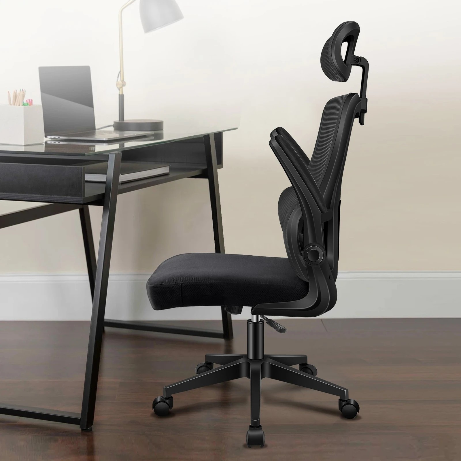 3 Alfordson Mesh Office Chair Executive Computer Fabric Seat Racing Tilt Work - Black, 3 of 10