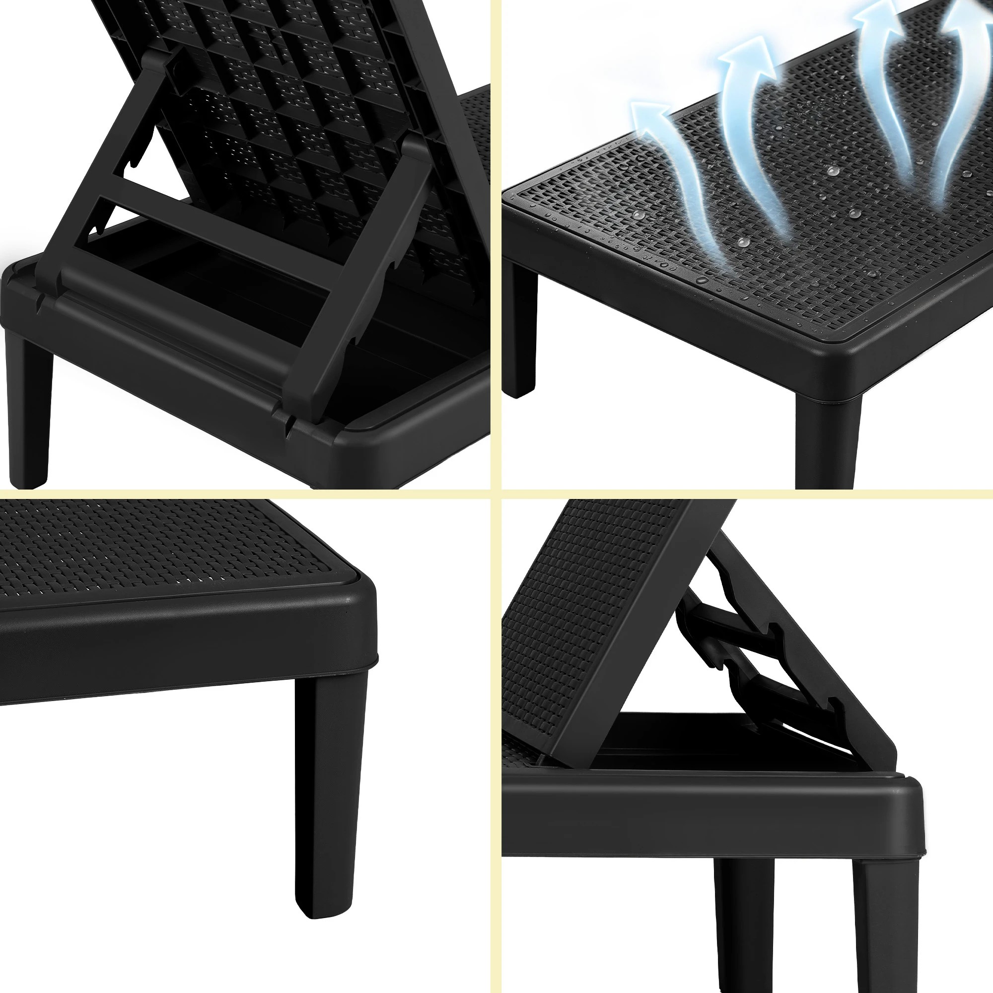 7 Gardeon Sun Lounge Adjustable Lounger Patio Outdoor Furniture Lightweight - Black, 7 of 7