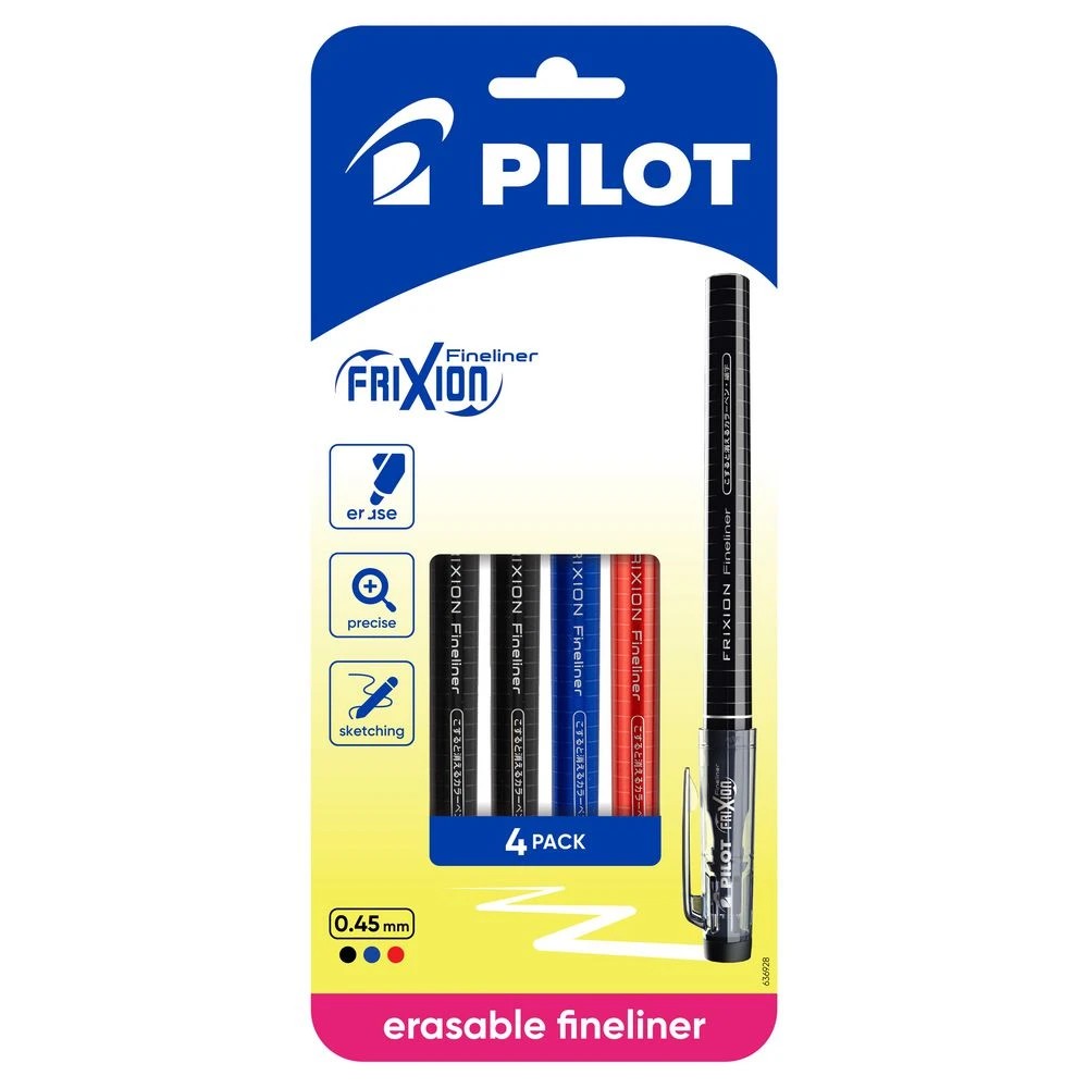 1 PILOT FriXion Erasable Fineliner 0.45mm Assorted 4 Pack, 1 of 7