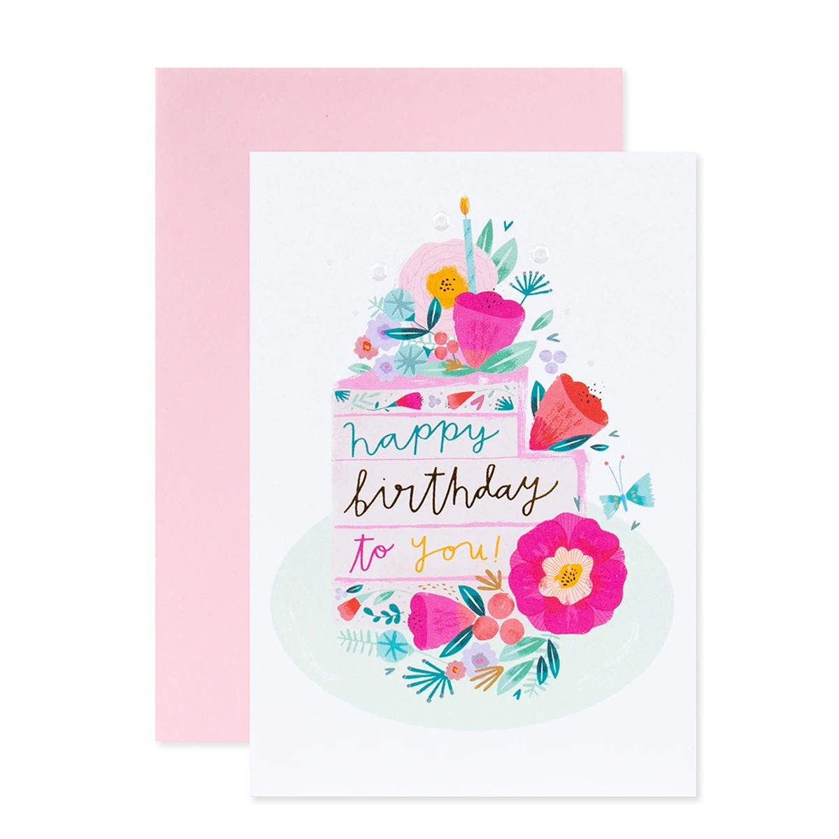 1 Connections from Hallmark Birthday Card - Flower Cake Slice, 1 of 3
