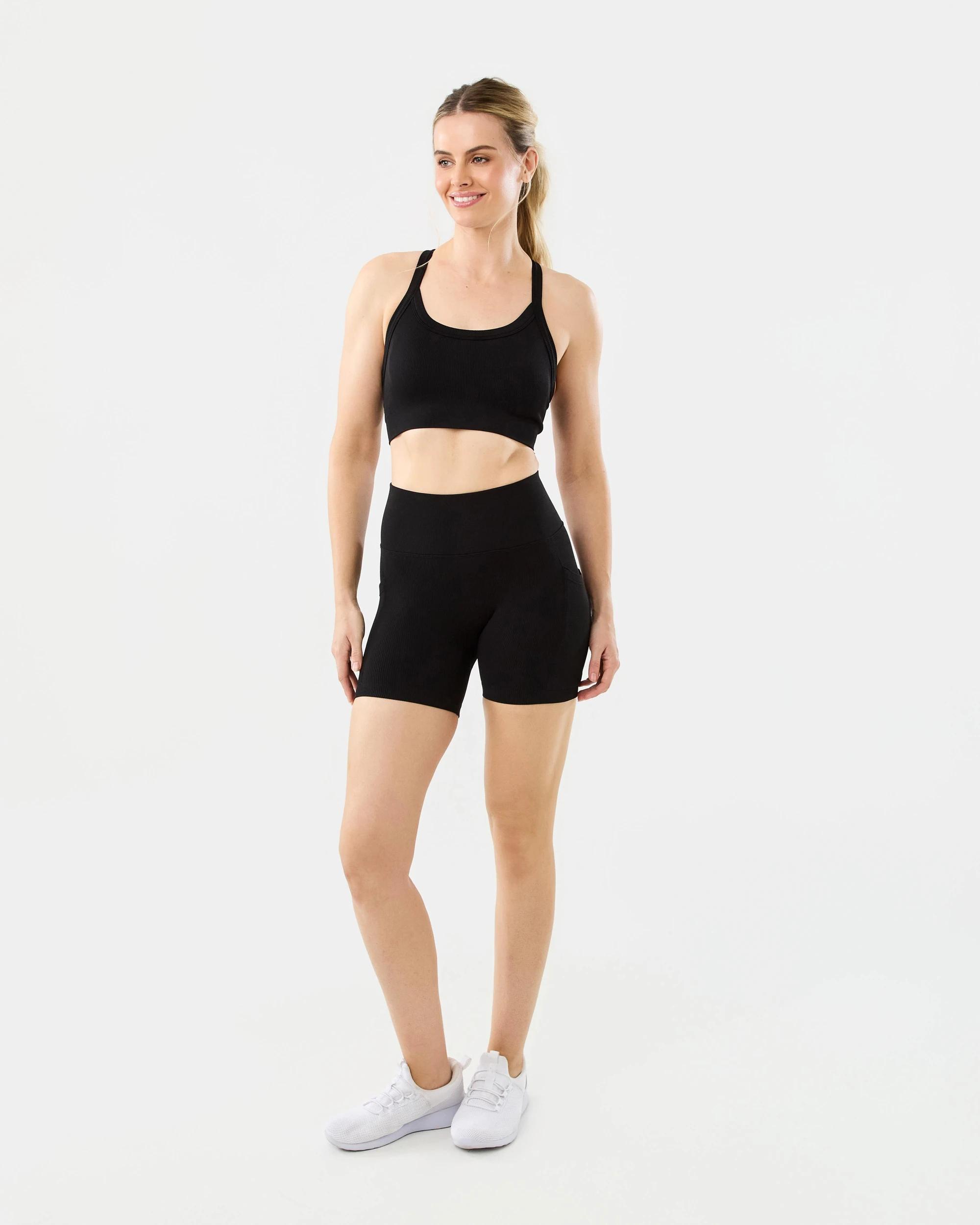 6 Active Womens Seamfree Pocket Bike Shorts Black, 6 of 7