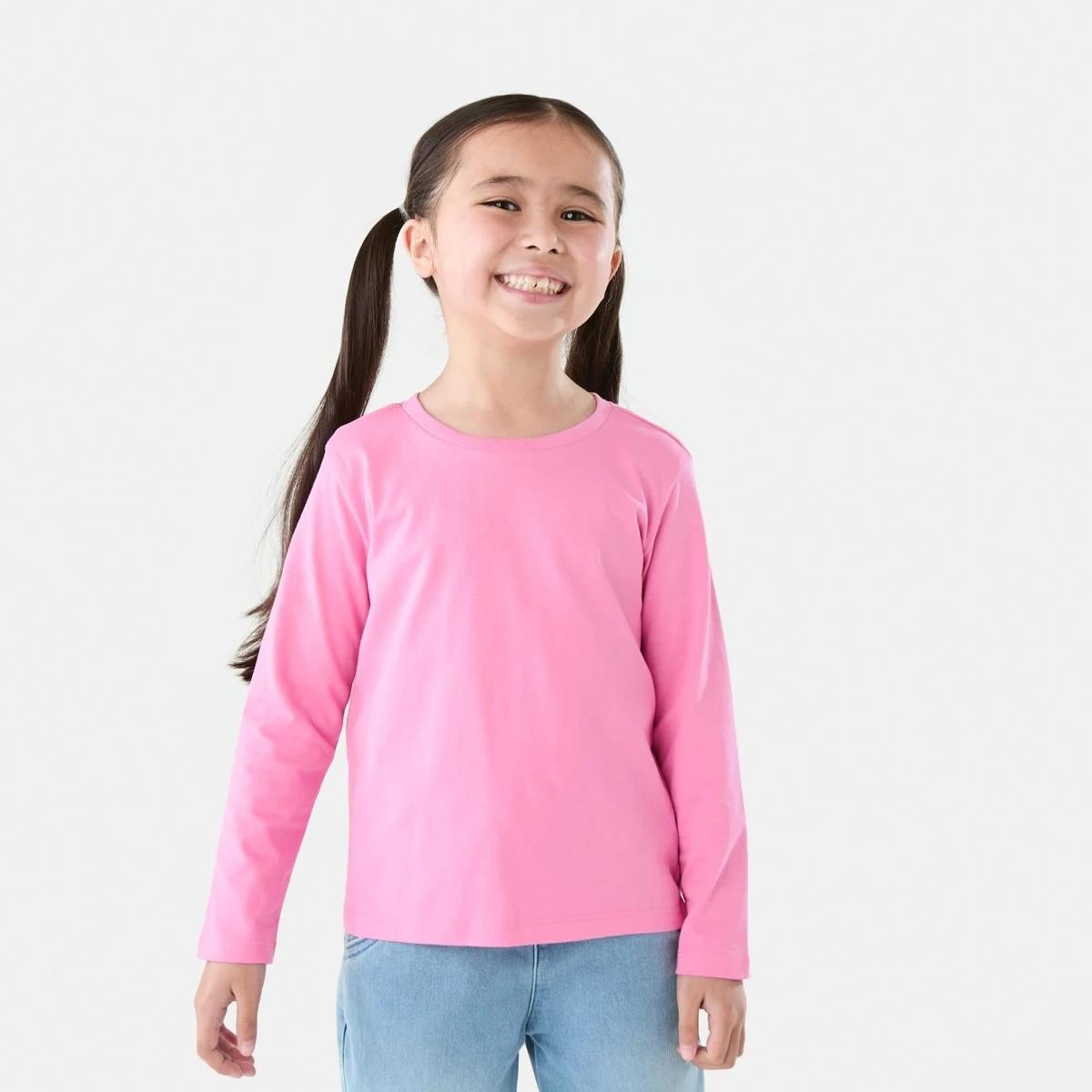 1 Long Sleeve Plain T-shirt Aurora Pnk, 1 of 8