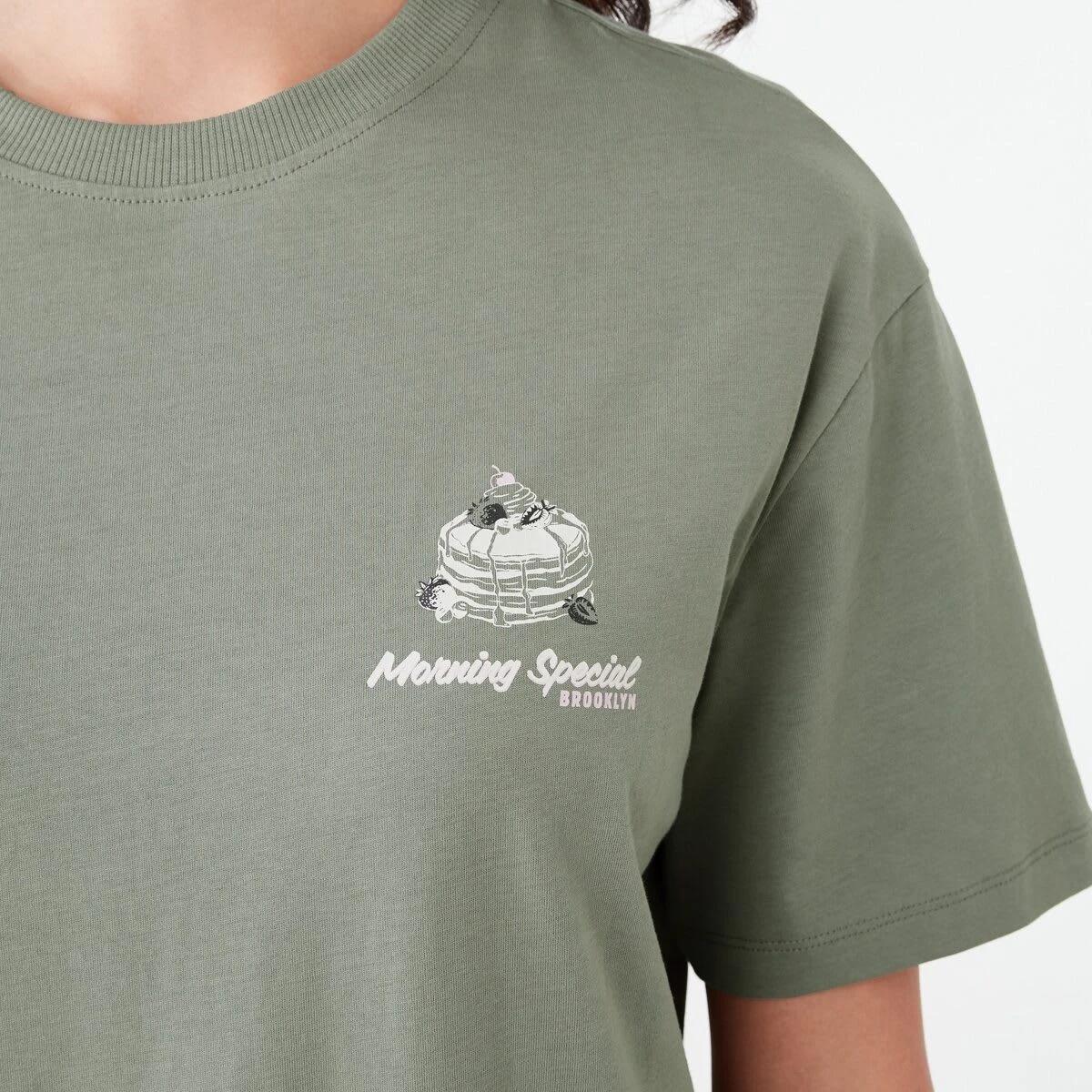 5 Short Sleeve Oversized Boyfriend T-shirt BREAKFAST SOFT KHAKI, 5 of 6