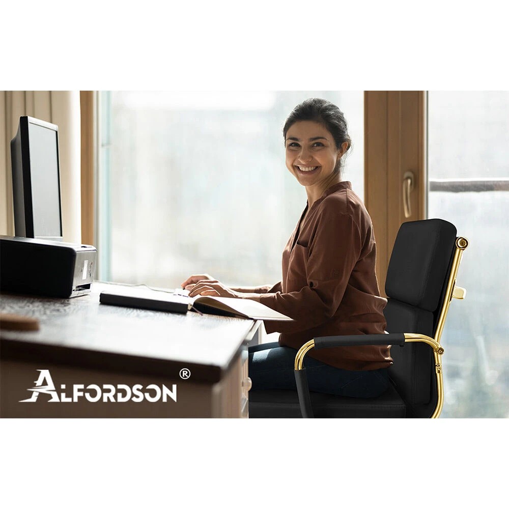 10 Alfordson Office Chair Ergonomic Paddings Executive Computer Work Seat Mid Back - Black, 10 of 10