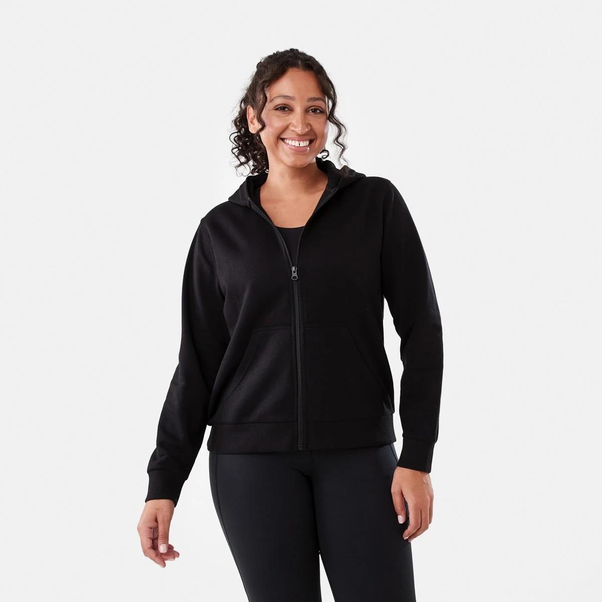 2 Active Womens Zip Through Hoodie BLACK, 2 of 7