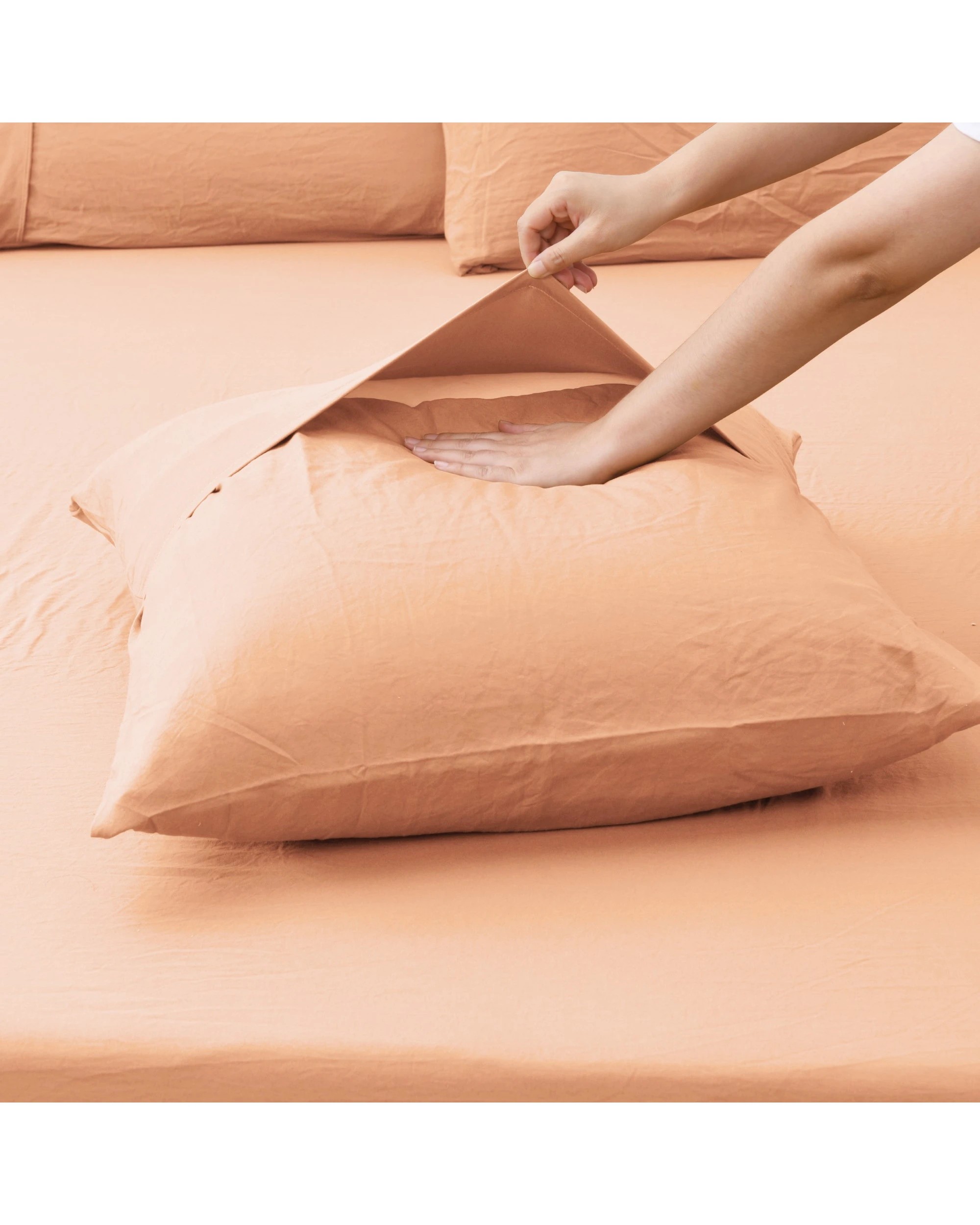 3 Dreamaker Superfine Washed Microfibre European Pillowcase - Peach, 3 of 5