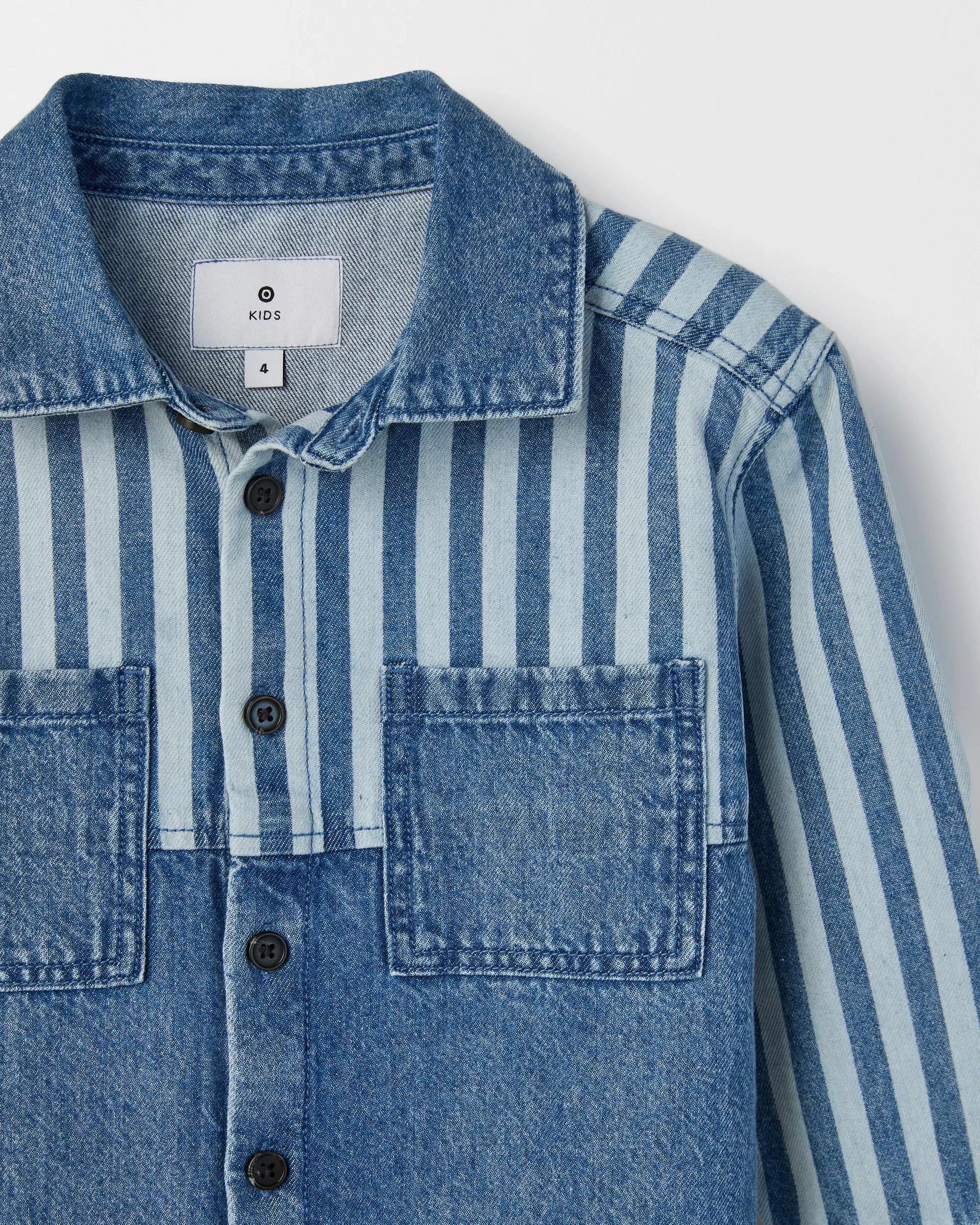 2 Target Denim Denim Long Sleeve Shacket MID WASH, 2 of 2
