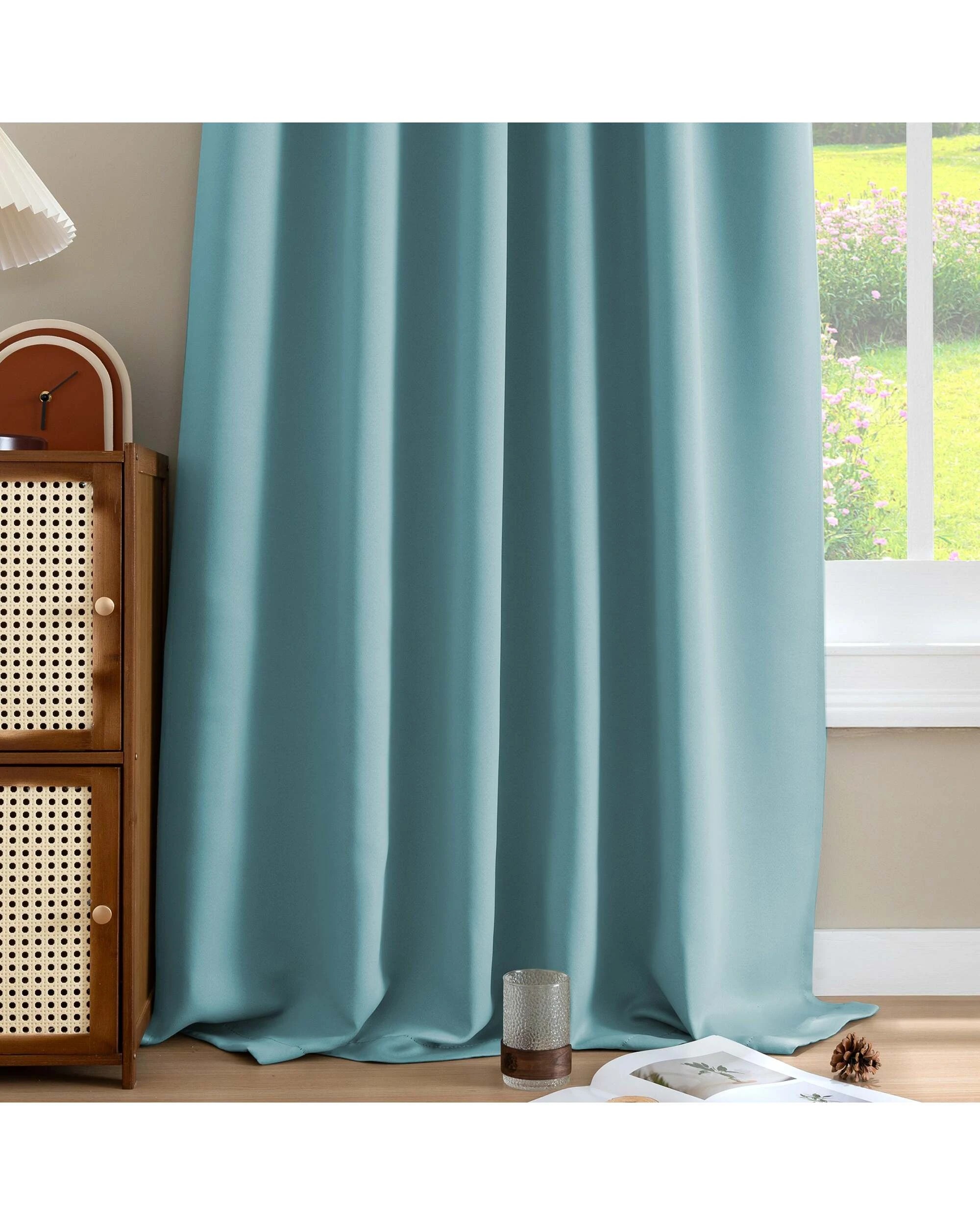 3 Smarcute Blockout Back Tab Solid Curtain - 2X 132x160cm - Blue, 3 of 4