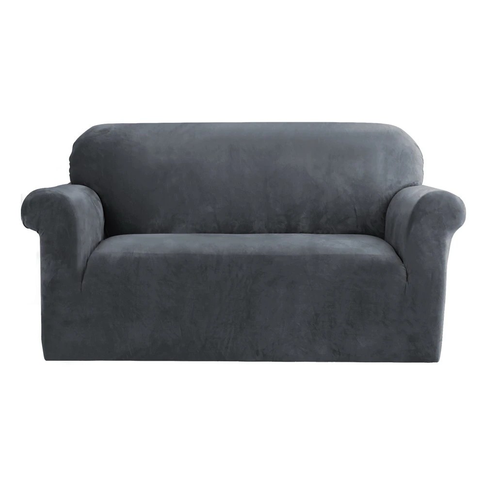 1 Artiss Sofa Cover Couch Covers 2 Seater Velvet - Grey, 1 of 6