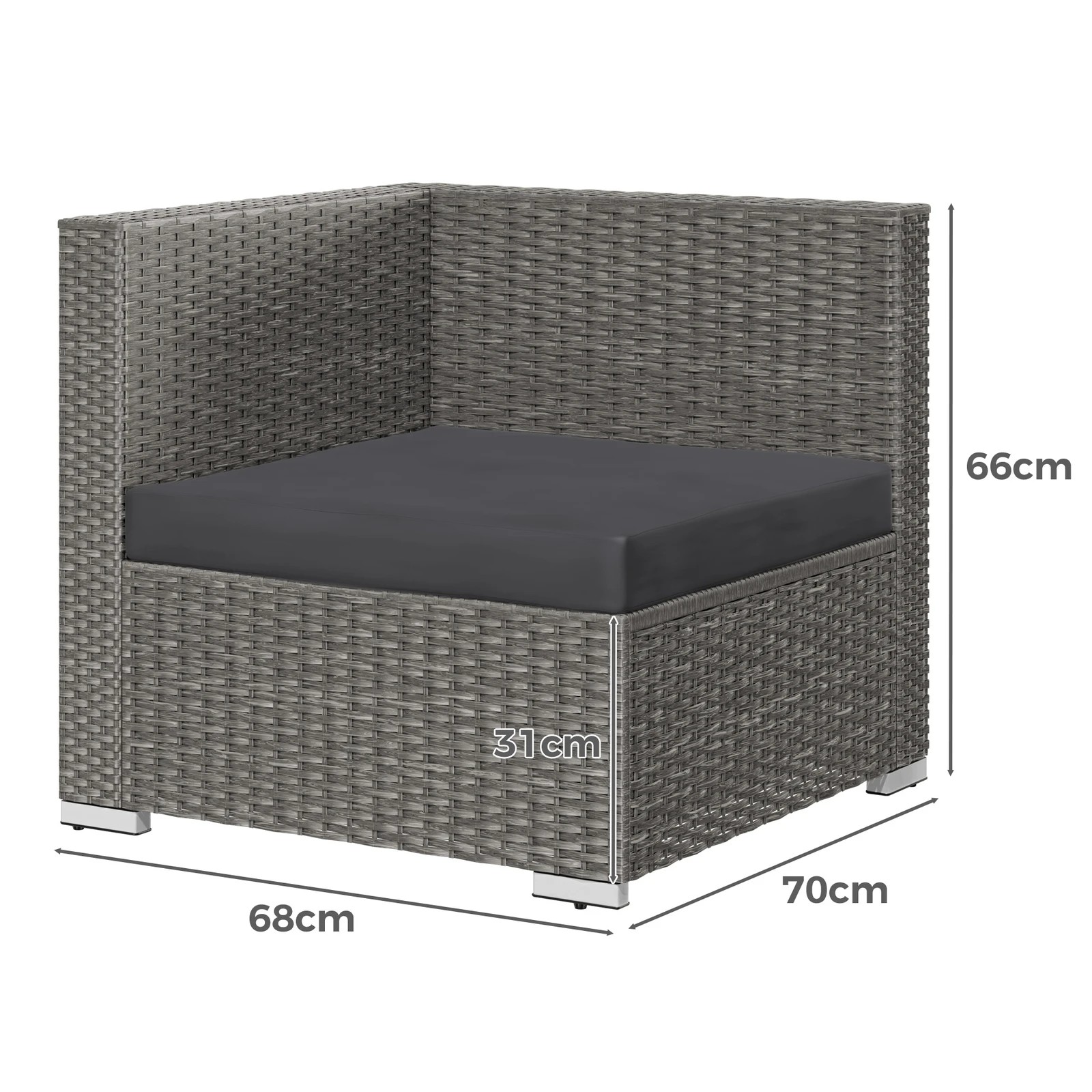 3 Alfordson 6 Seater Outdoor Lounge Setting 7PCS Sofa Set Furniture - Dark Grey, 3 of 10