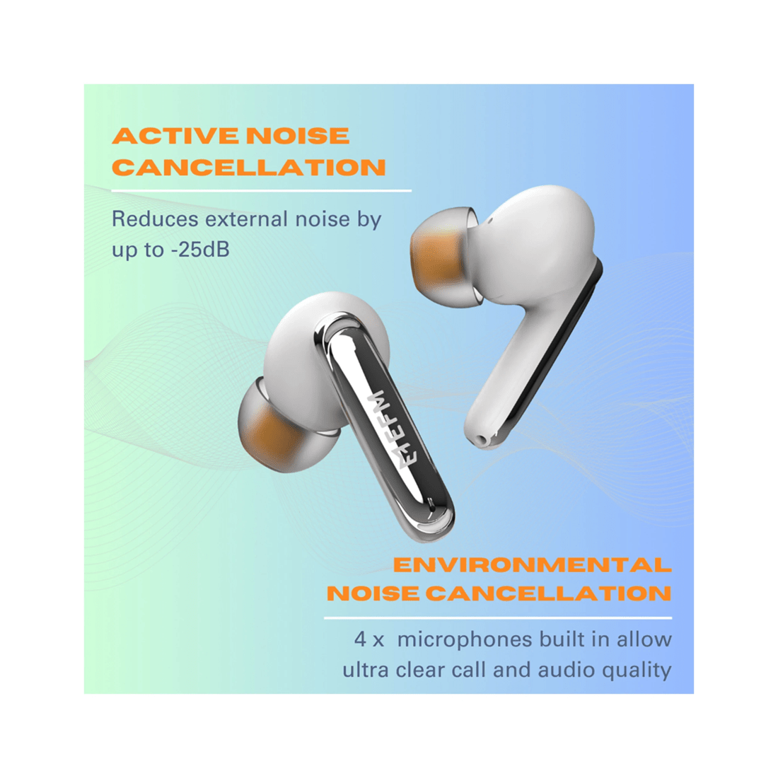 4 EFM TWS In-Ear Wireless Earbuds Active Noise Cancelling ANC ENC Bluetooth 5.3 - White, 4 of 6