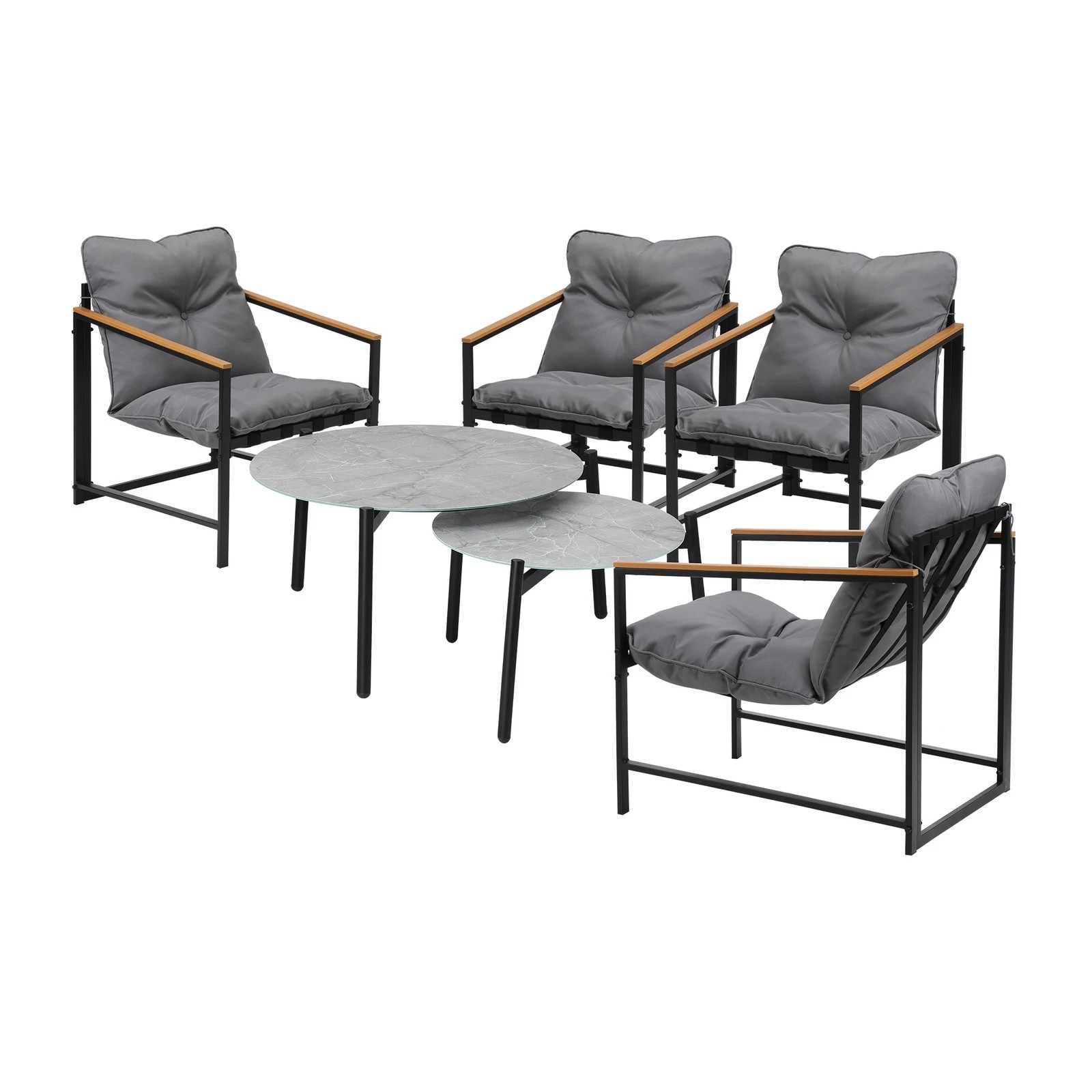 7 Livsip 6pc Outdoor Patio Furniture Set 70cm Round Marble Table Sets
 - Multi, 7 of 10