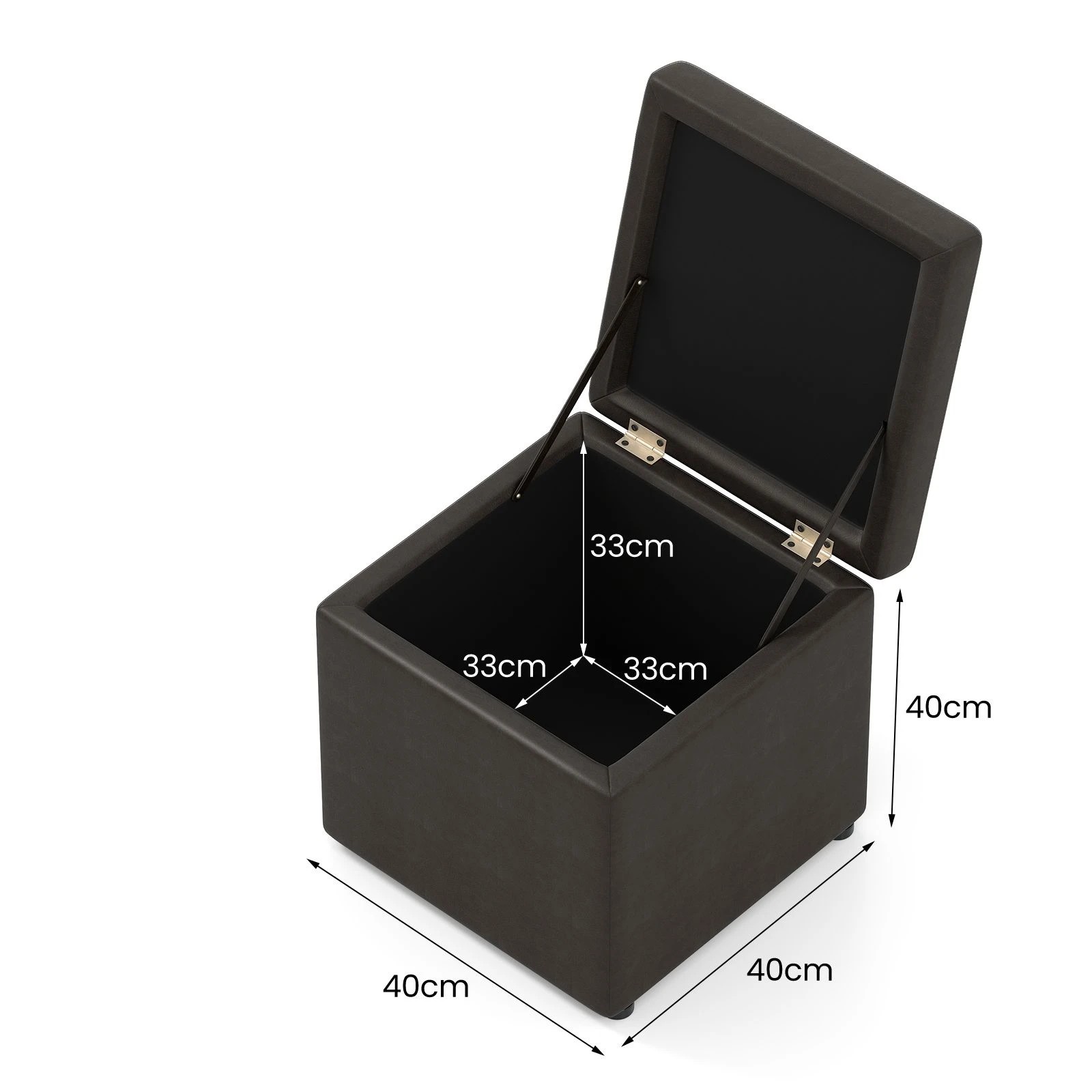 3 Costway Cube Storage Ottoman Pouf Storage Box Seat Foot Stool PU Leather Footstool 40cm - Grey, 3 of 3