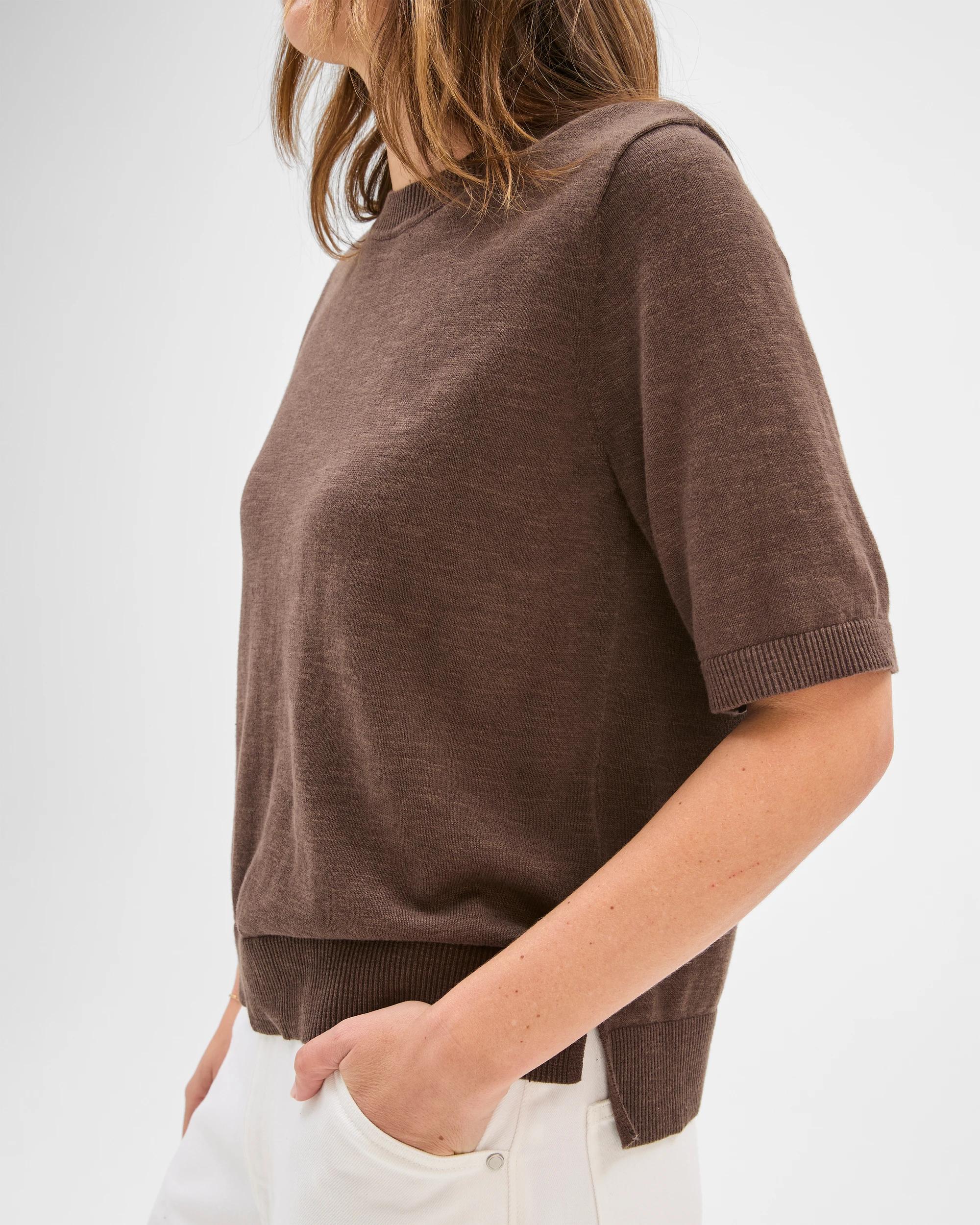 5 Target Woman Australian Cotton/Linen Blend Knit T-Shirt COFFEE BEAN, 5 of 6
