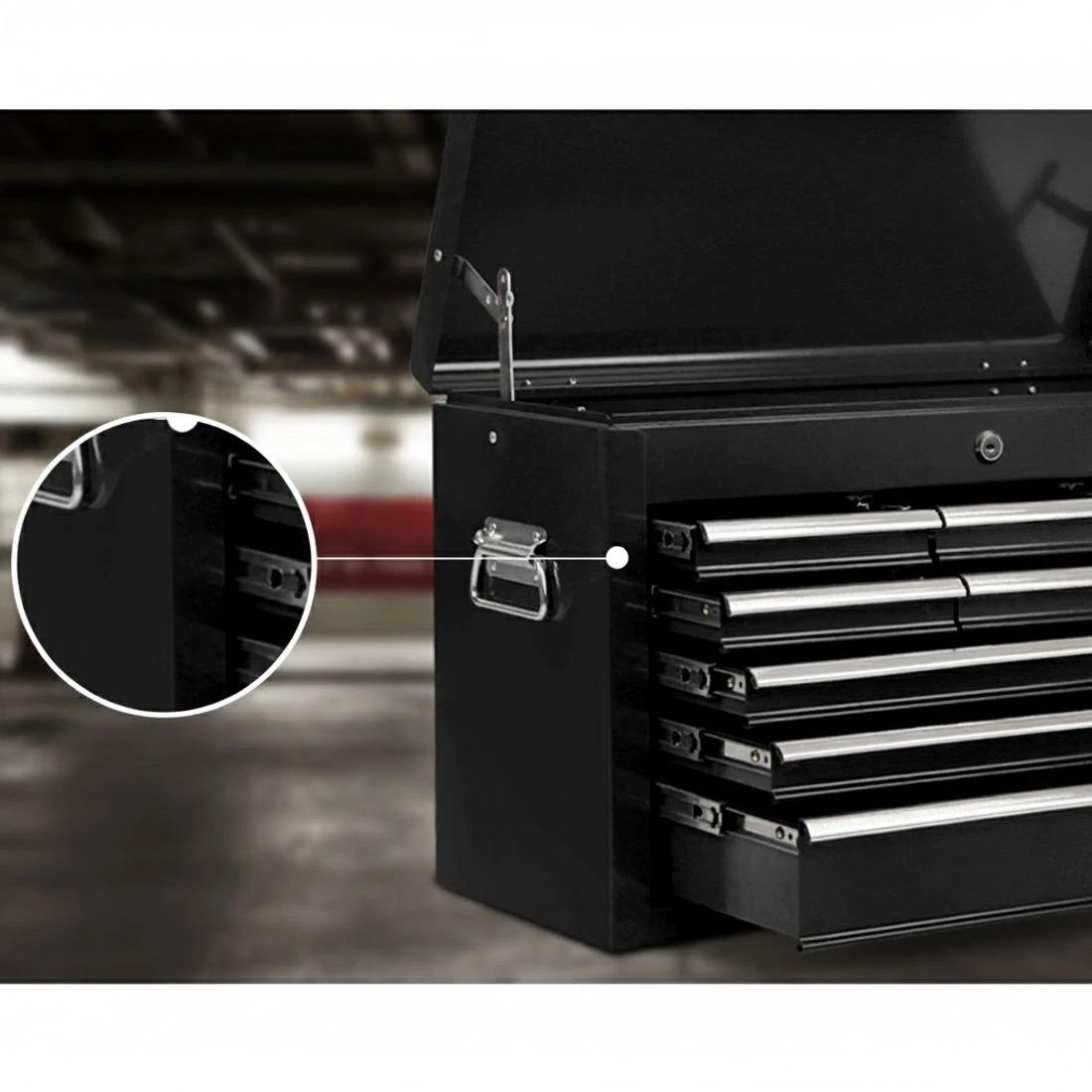 6 Giantz 9 Drawer Tool Box Cabinet Chest Toolbox Storage Garage Organiser - Black, 6 of 7