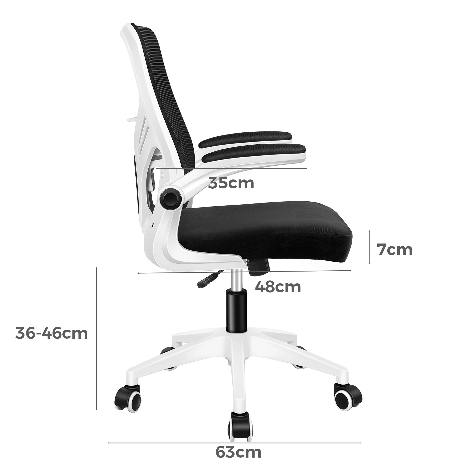 7 Alfordson Mesh Office Chair Executive Computer Tilt Fabric Seat Racing Work - White Black, 7 of 10