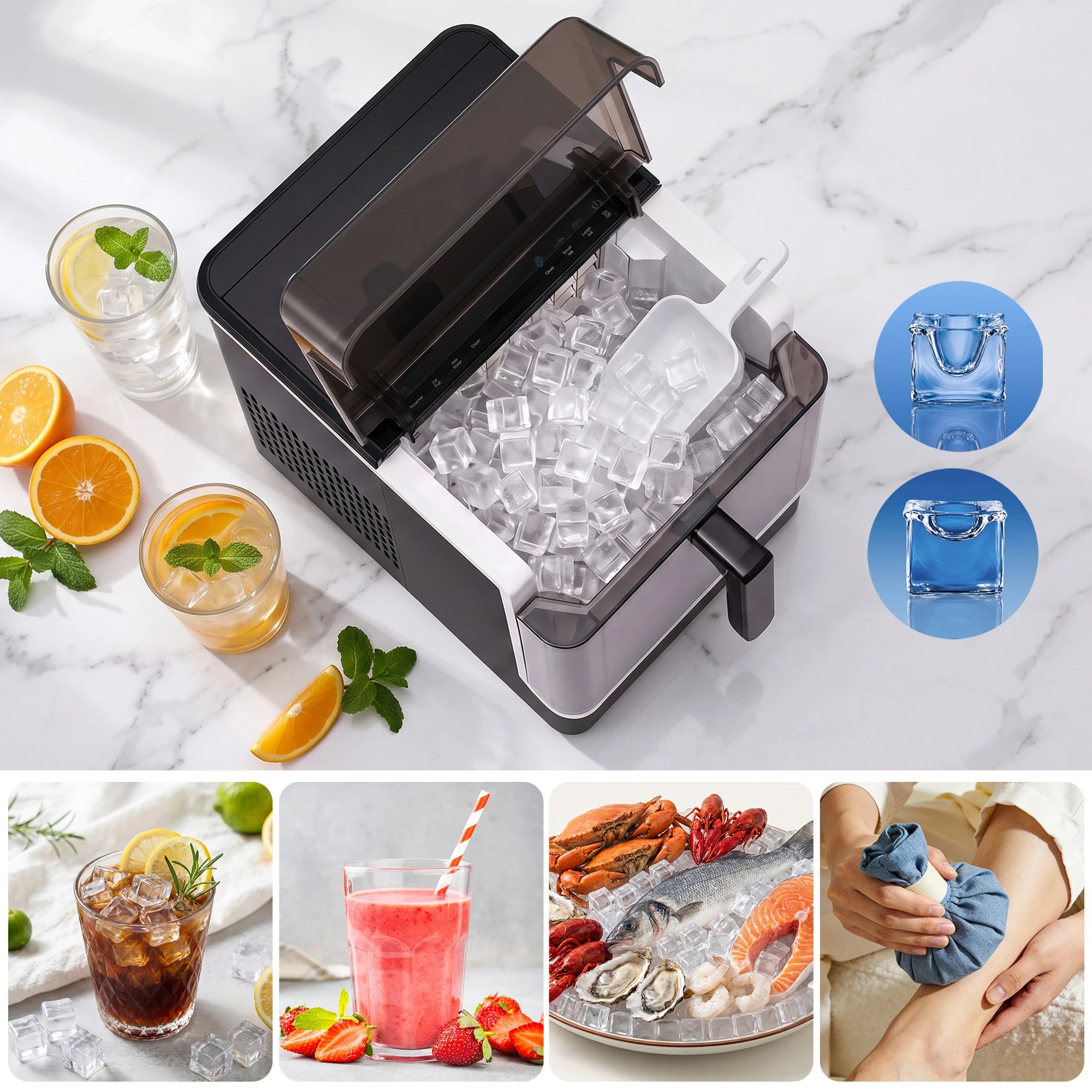9 Devanti Ice Maker Machine 23kg Portable Ice Basket- Black, 9 of 10